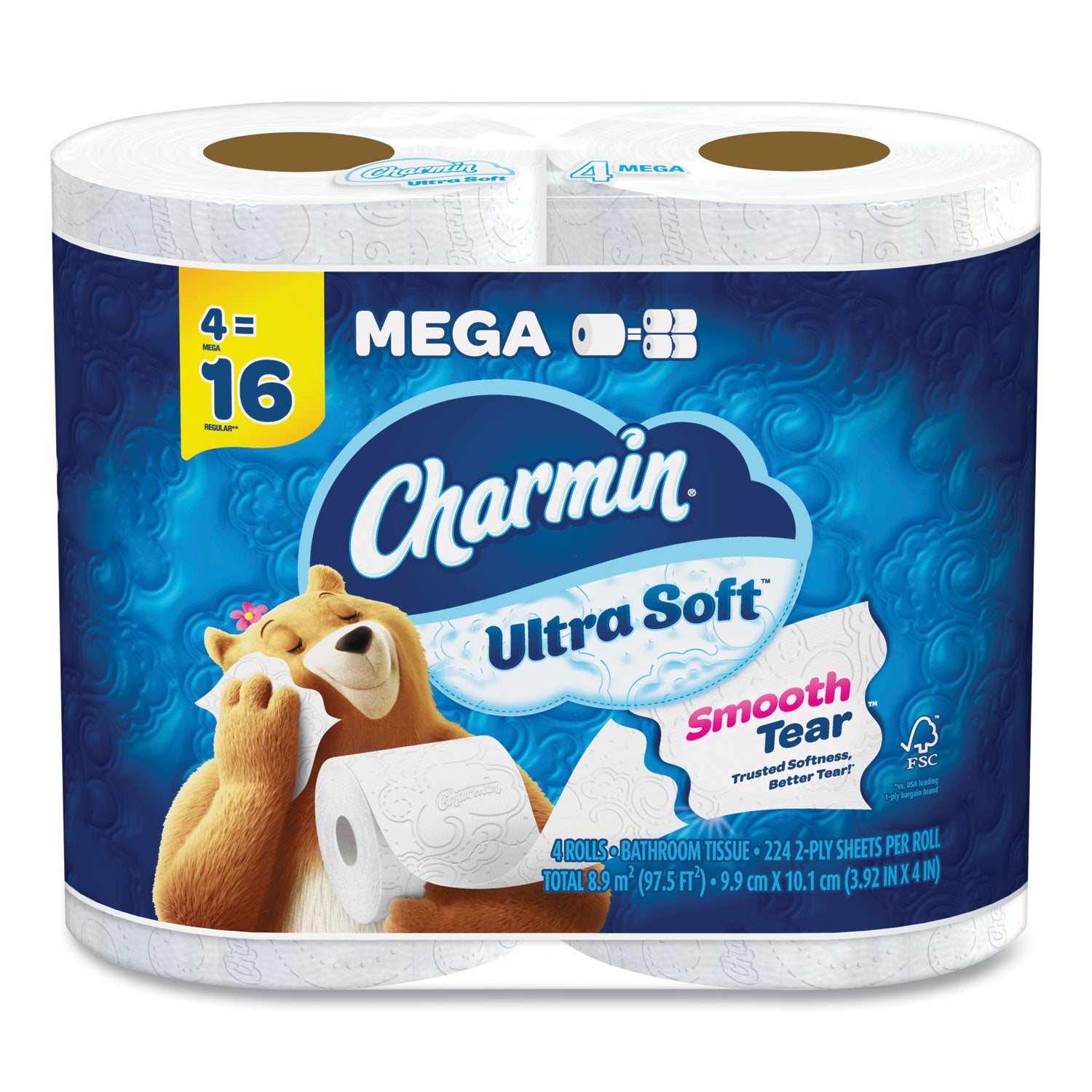 Ultra Soft Bathroom Tissue, Septic Safe, 2-Ply, White, 224 Sheets/Roll, 4 Rolls/Pack