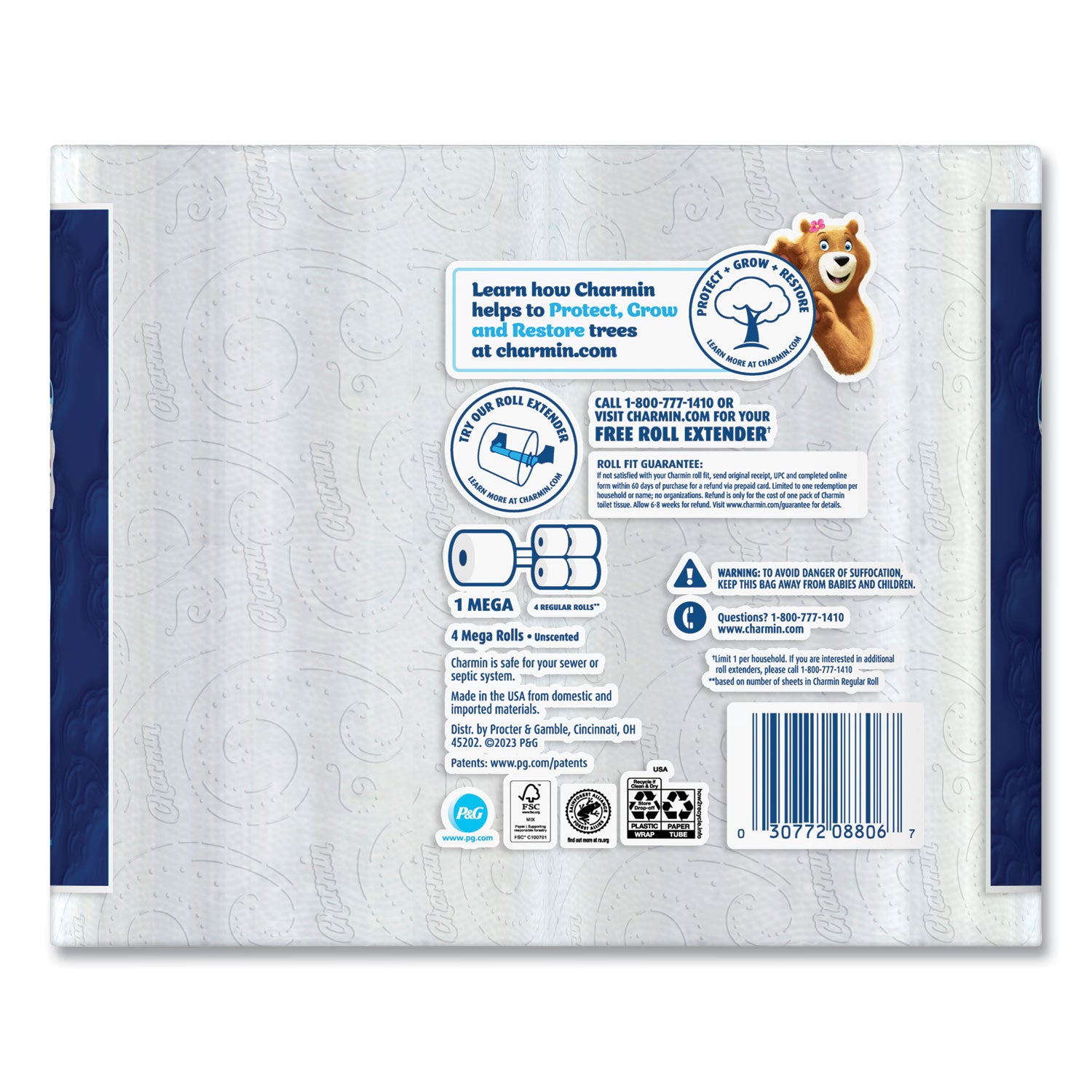 Charmin® Ultra Soft Bathroom Tissue, Septic Safe, 2-Ply, White, 224 Sheets/Roll, 4 Rolls/Pack