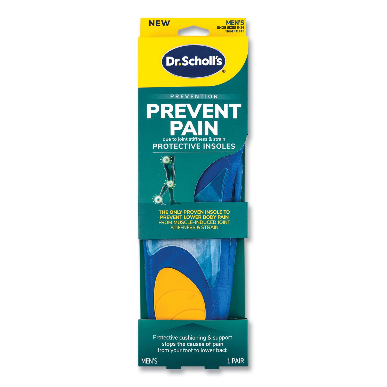 Prevent Pain Protective Insoles for Men, Men's Size 8 to 14, Blue