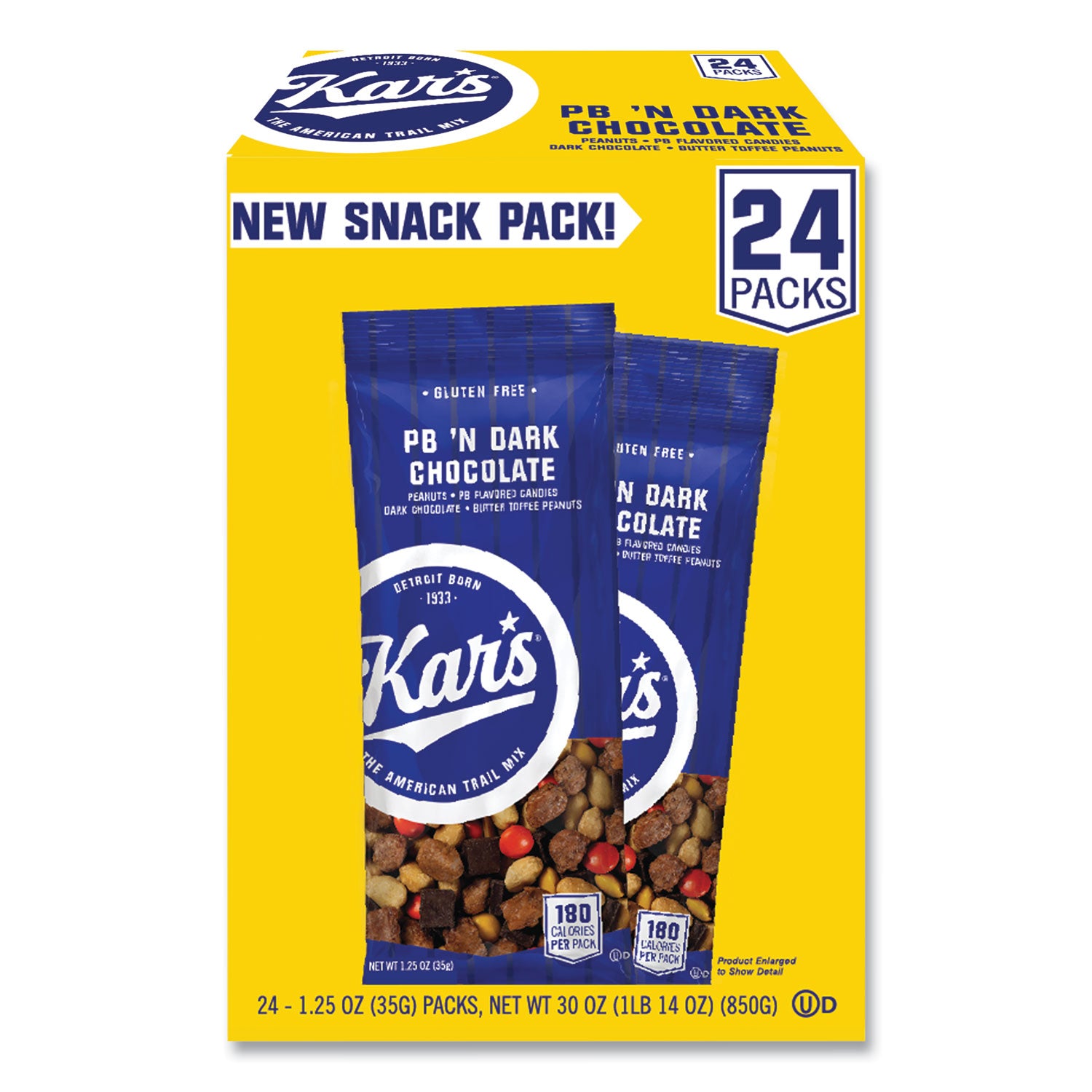 Kar's Trail Mix, Dark Chocolate/Peanut Butter, 1.25 oz Packet, 24/Box