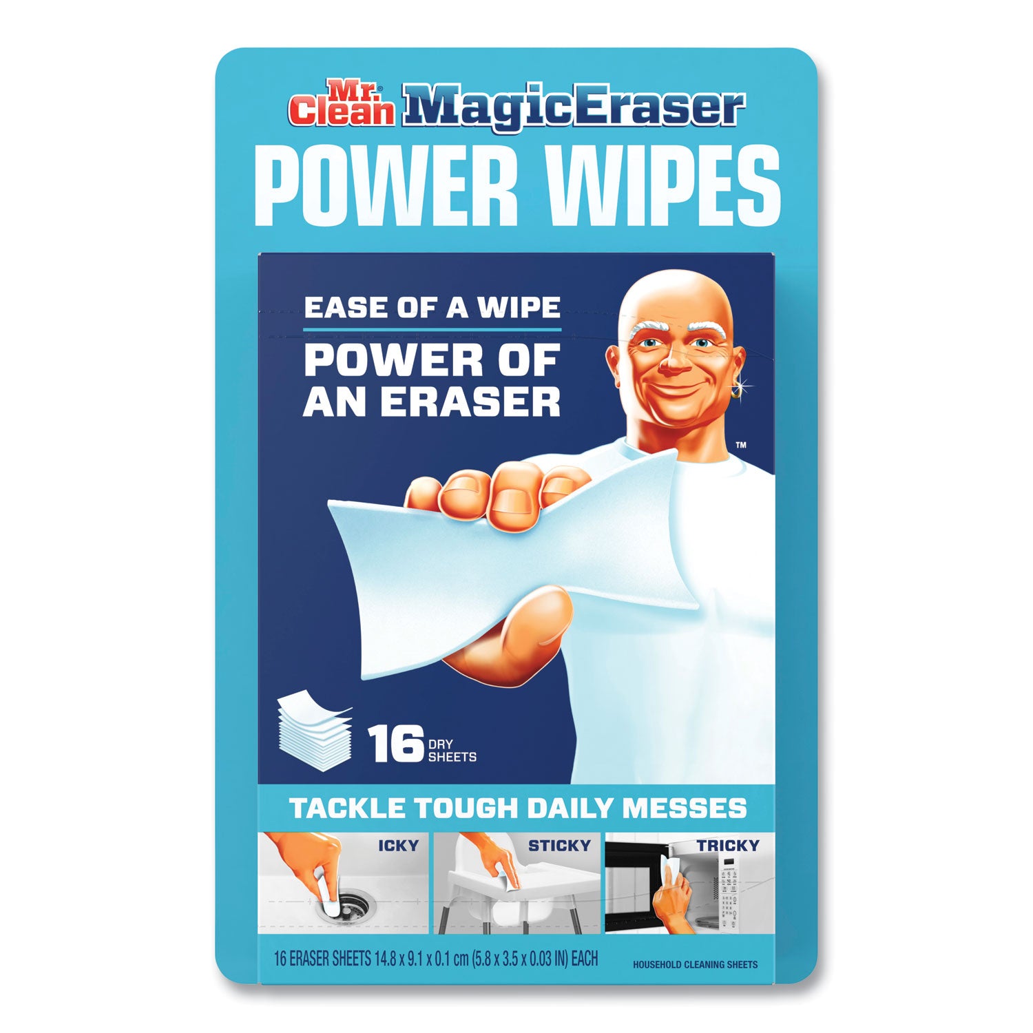 Mr. Clean® Magic Eraser Sheets, 3.5 x 5.8, 0.03" Thick, White, 16 Sheets/Pack, 4 Packs/Carton