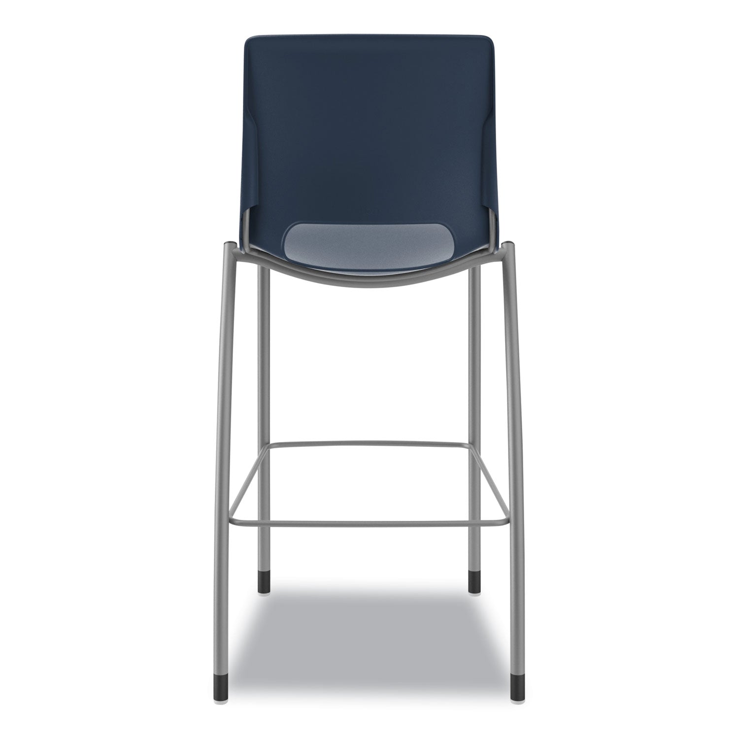 HON® Motivate Four-Leg Cafe Height Stool, Supports Up to 300 lb, 30" Seat Height, Regatta Seat, Regatta Back, Platinum Base