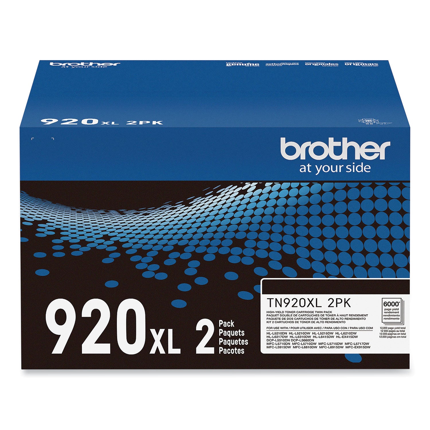 Brother TN920XL2PK High-Yield Toner, 12,000 Page-Yield, Black, 2/Pack