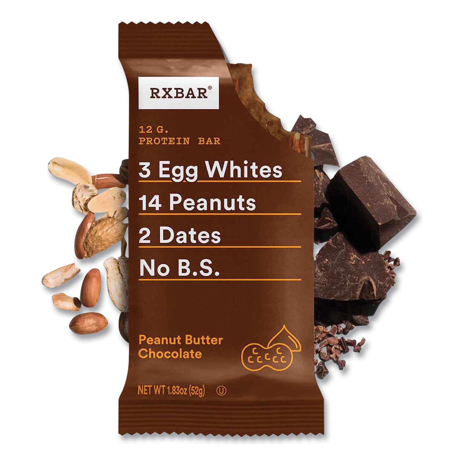 Adult Bars, Peanut Butter Chocolate, 1.83 oz Bar, 5 Bars/Pack, 2 Packs/Carton RXBAR® Flipcost