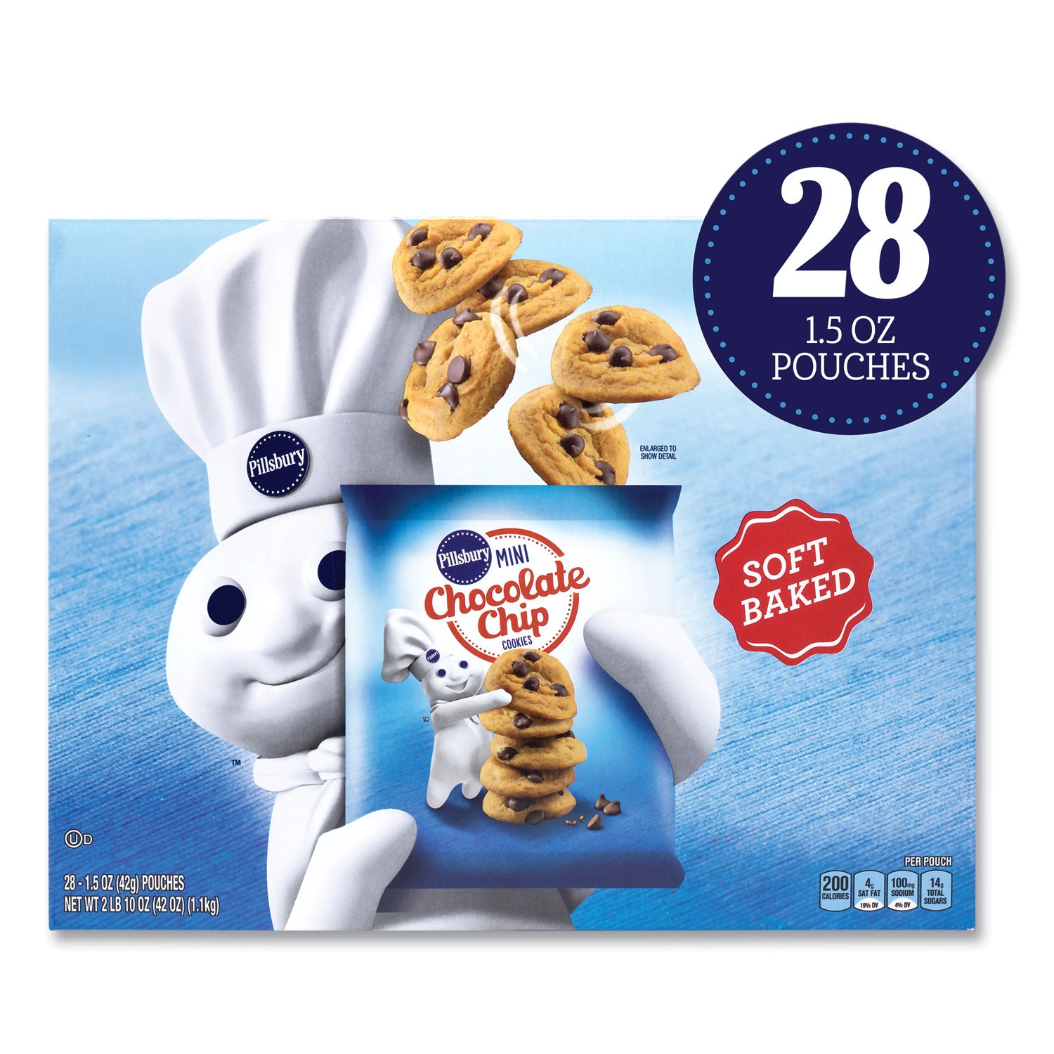 Pillsbury Soft Baked Mini Chocolate Chip Cookies, 1.5 oz Pouch, 28/Pack