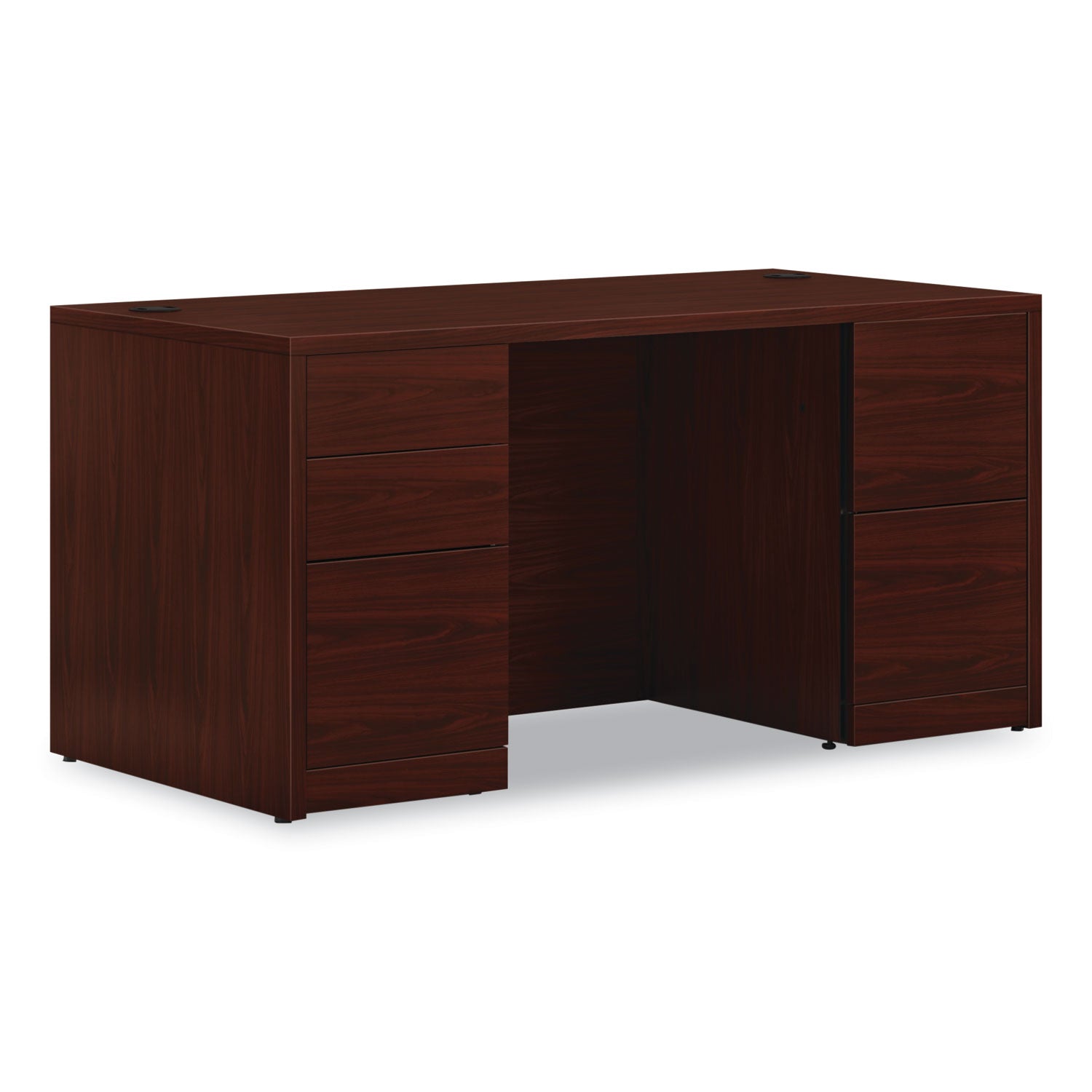 10500 Series Double Pedestal Desk with Full Pedestals, 60" x 30" x 29.5", Mahogany