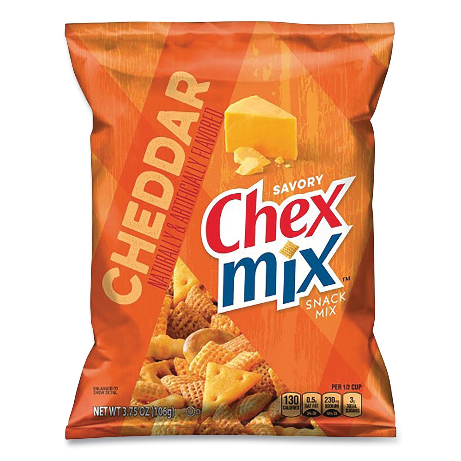 Chex Mix® Snacks, Cheddar, 3.75 oz Bag, 8/Carton