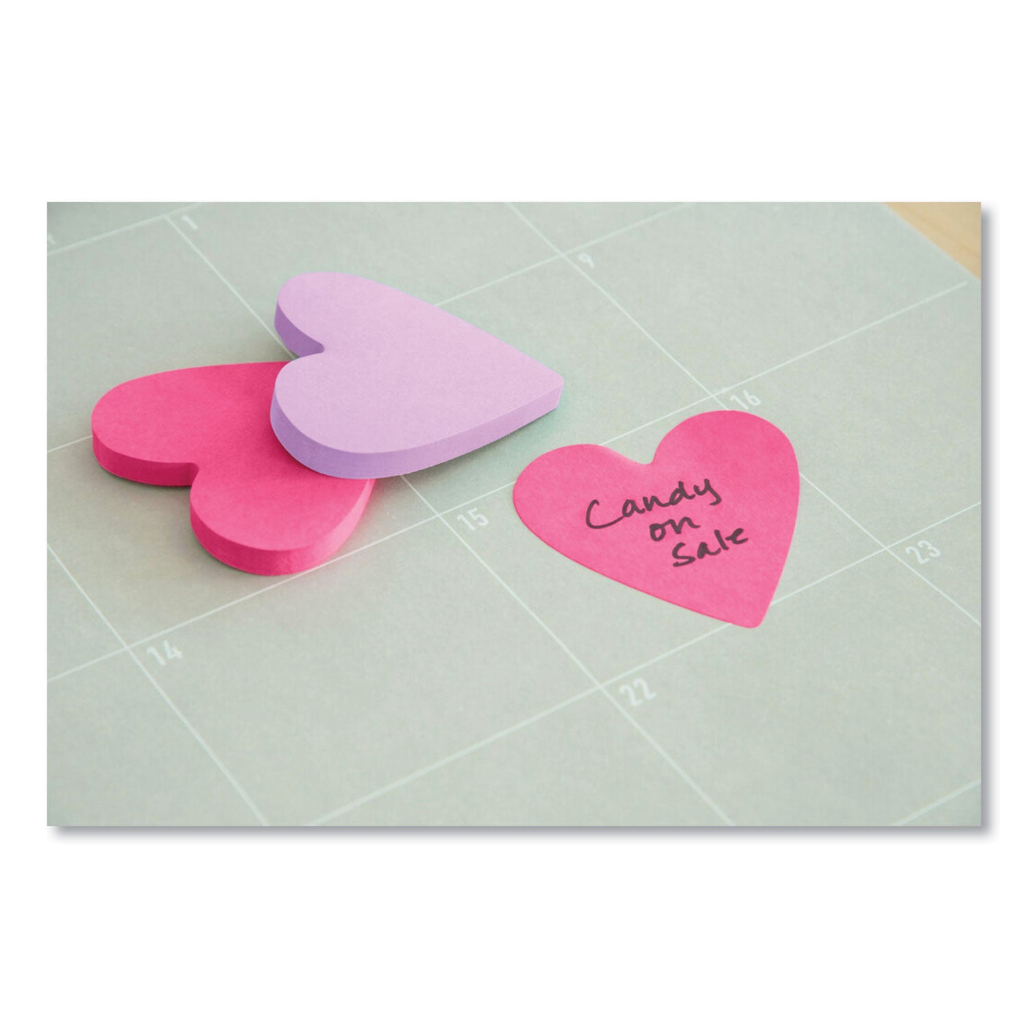 Post-it® Notes Die-Cut Heart Shaped Notepads, 3" x 3", Pink/Purple, 75 Sheets/Pad, 2 Pads/Pack