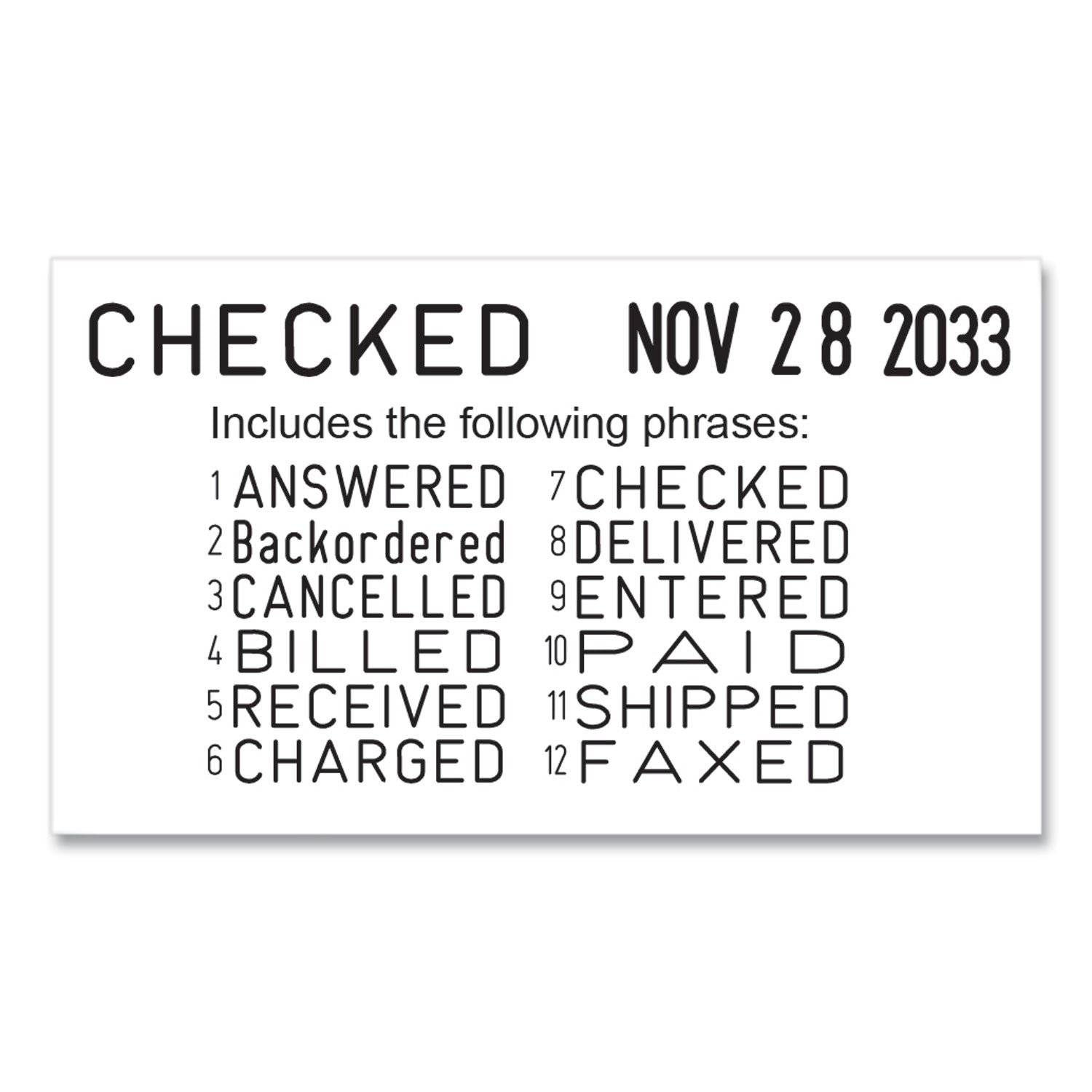 Trodat® Printy Economy 12-Message Date Stamp, Self-Inking, 2" x 0.38", Black