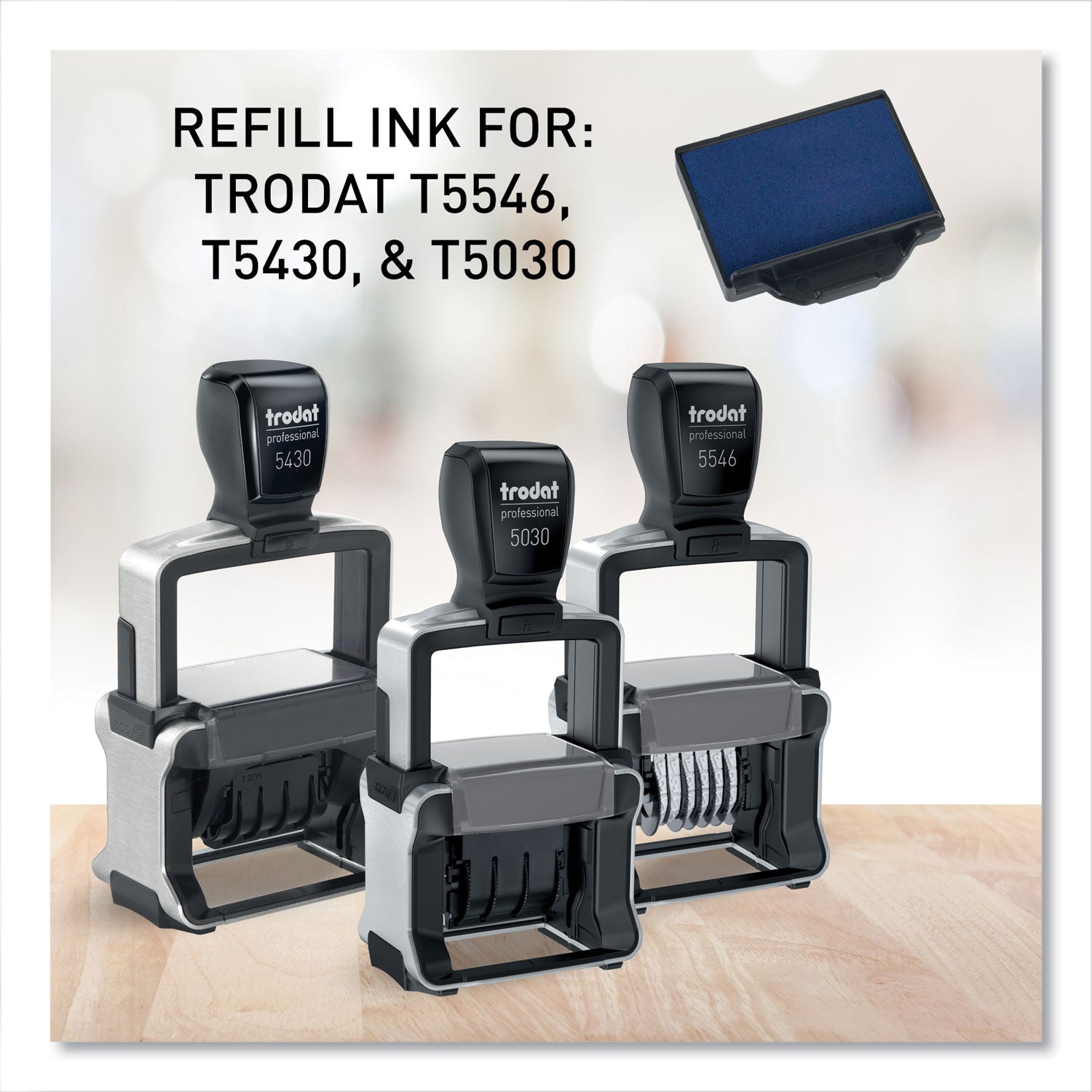 Trodat® T5430 Professional Replacement Ink Pad for Trodat Custom Self-Inking Stamps, 1" x 1.63", Blue