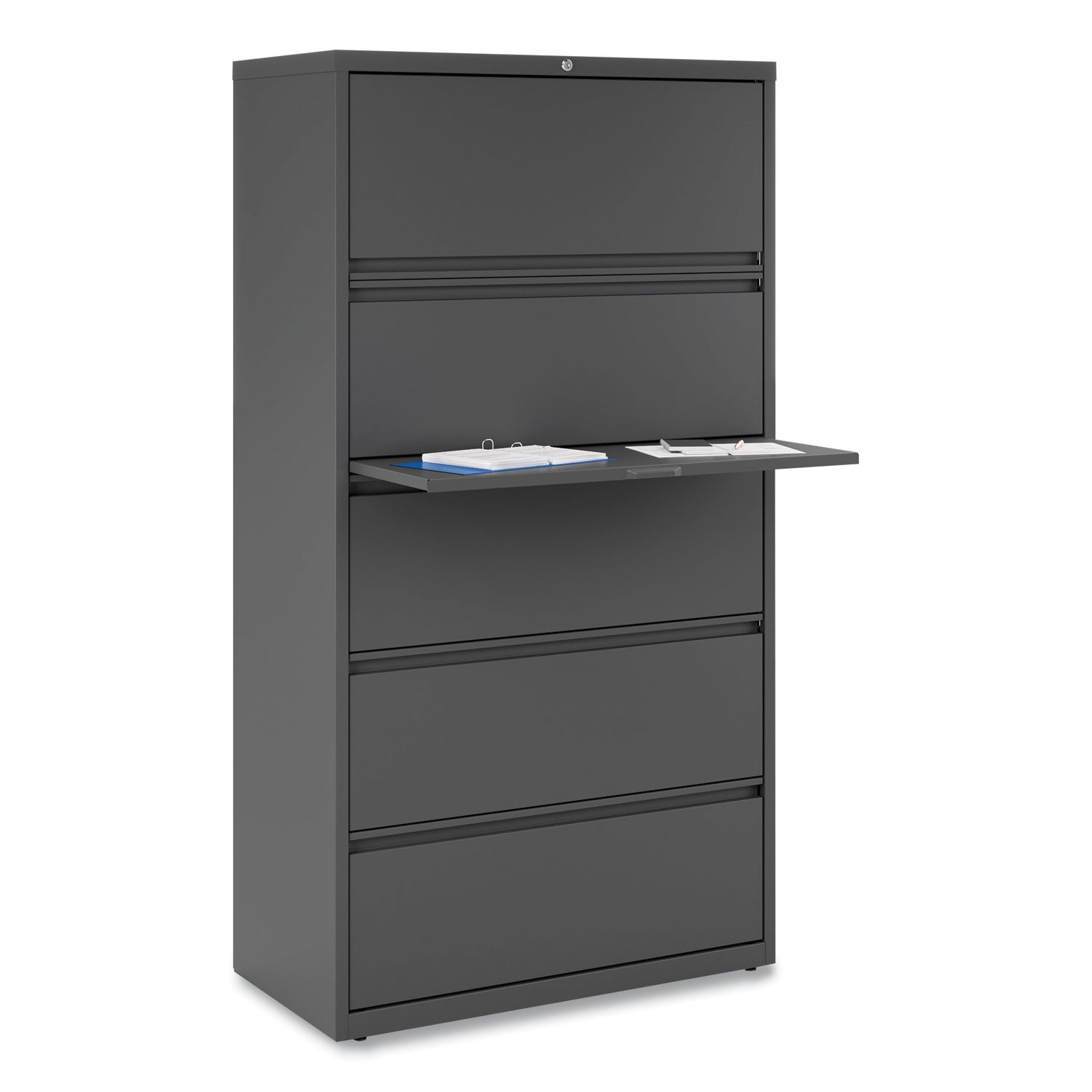 Alera® Lateral File, 5 Legal/Letter/A4/A5-Size File Drawers, Black, 36" x 18.63" x 67.63"