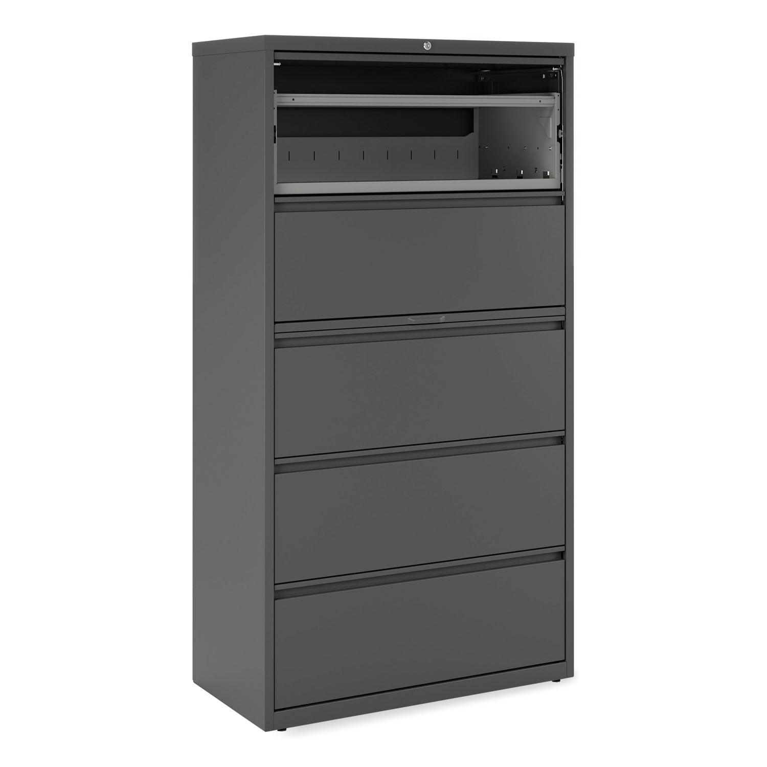 Alera® Lateral File, 5 Legal/Letter/A4/A5-Size File Drawers, Black, 36" x 18.63" x 67.63"