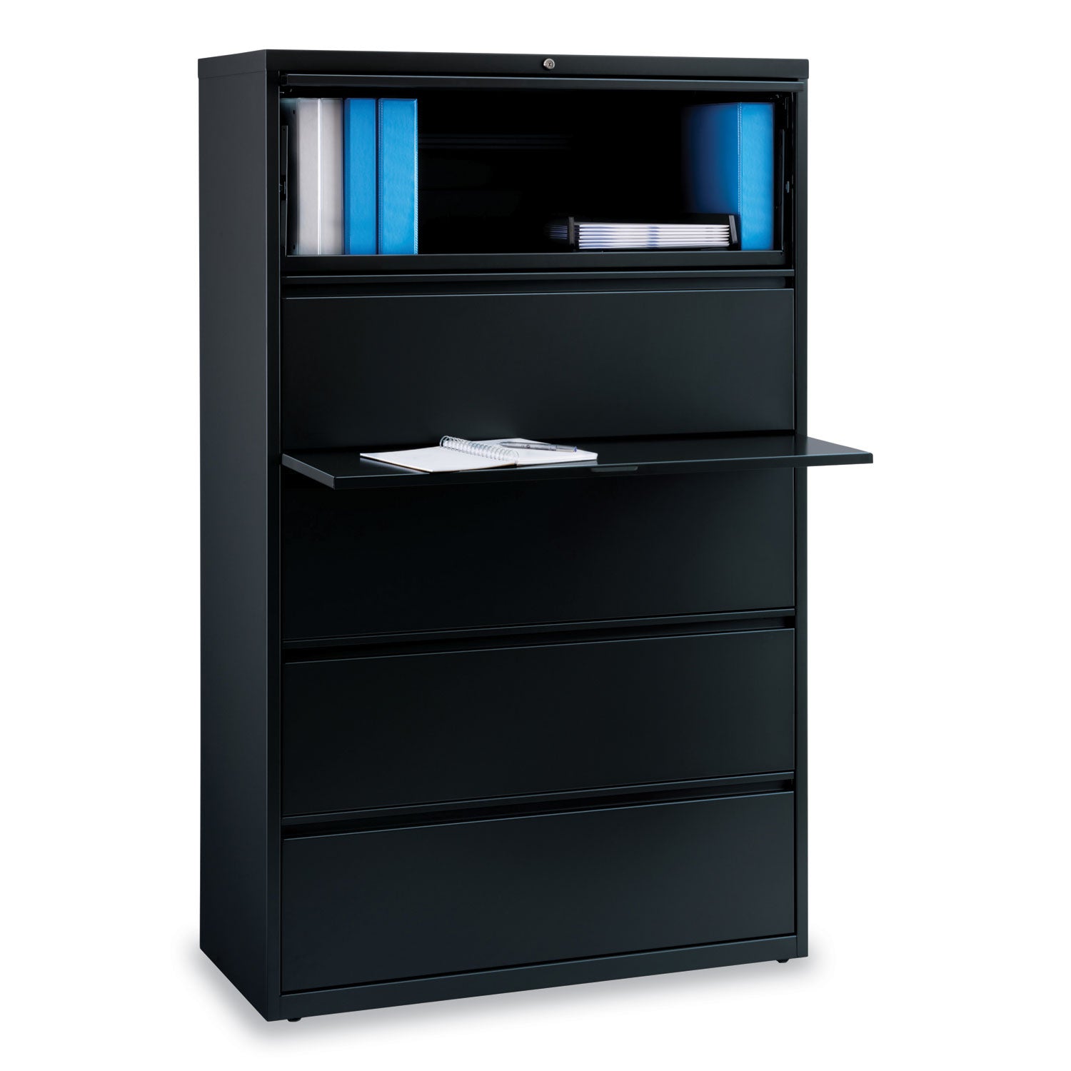 Alera® Lateral File, 5 Legal/Letter/A4/A5-Size File Drawers, Black, 42" x 18.63" x 67.63"