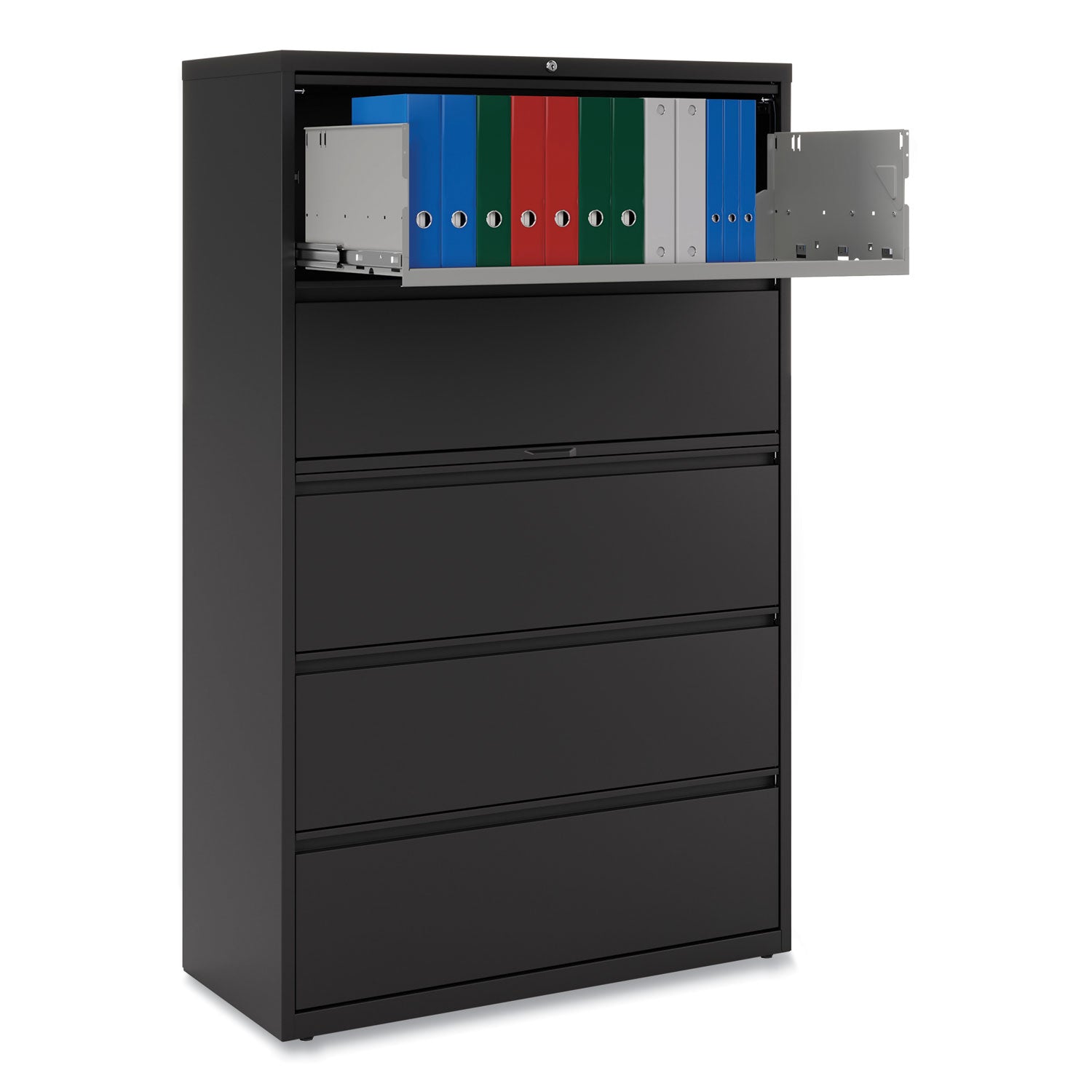 Alera® Lateral File, 5 Legal/Letter/A4/A5-Size File Drawers, Black, 42" x 18.63" x 67.63"