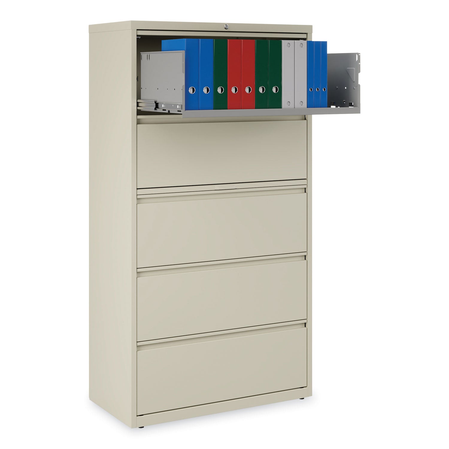 Alera® Lateral File, 5 Legal/Letter/A4/A5-Size File Drawers, Putty, 36" x 18.63" x 67.63"