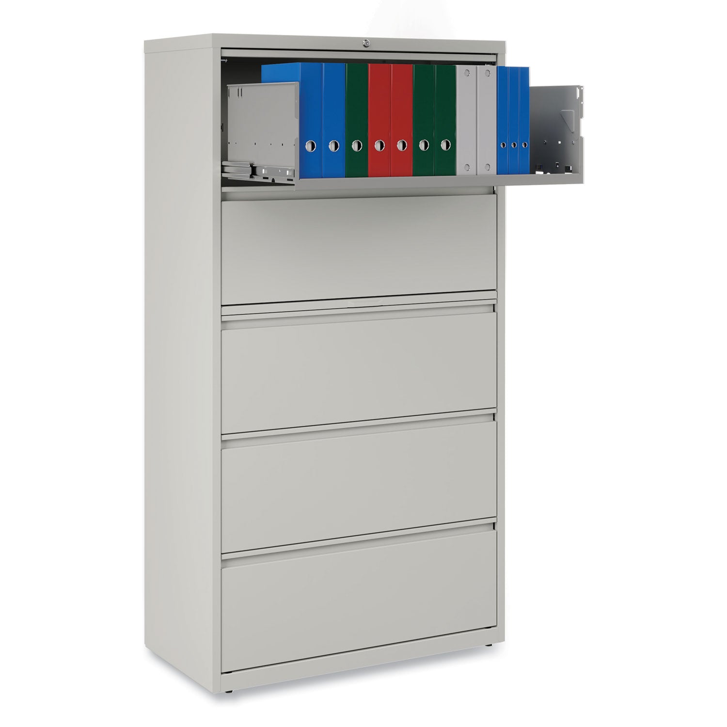 Alera® Lateral File, 5 Legal/Letter/A4/A5-Size File Drawers, Light Gray, 36" x 18.63" x 67.63"