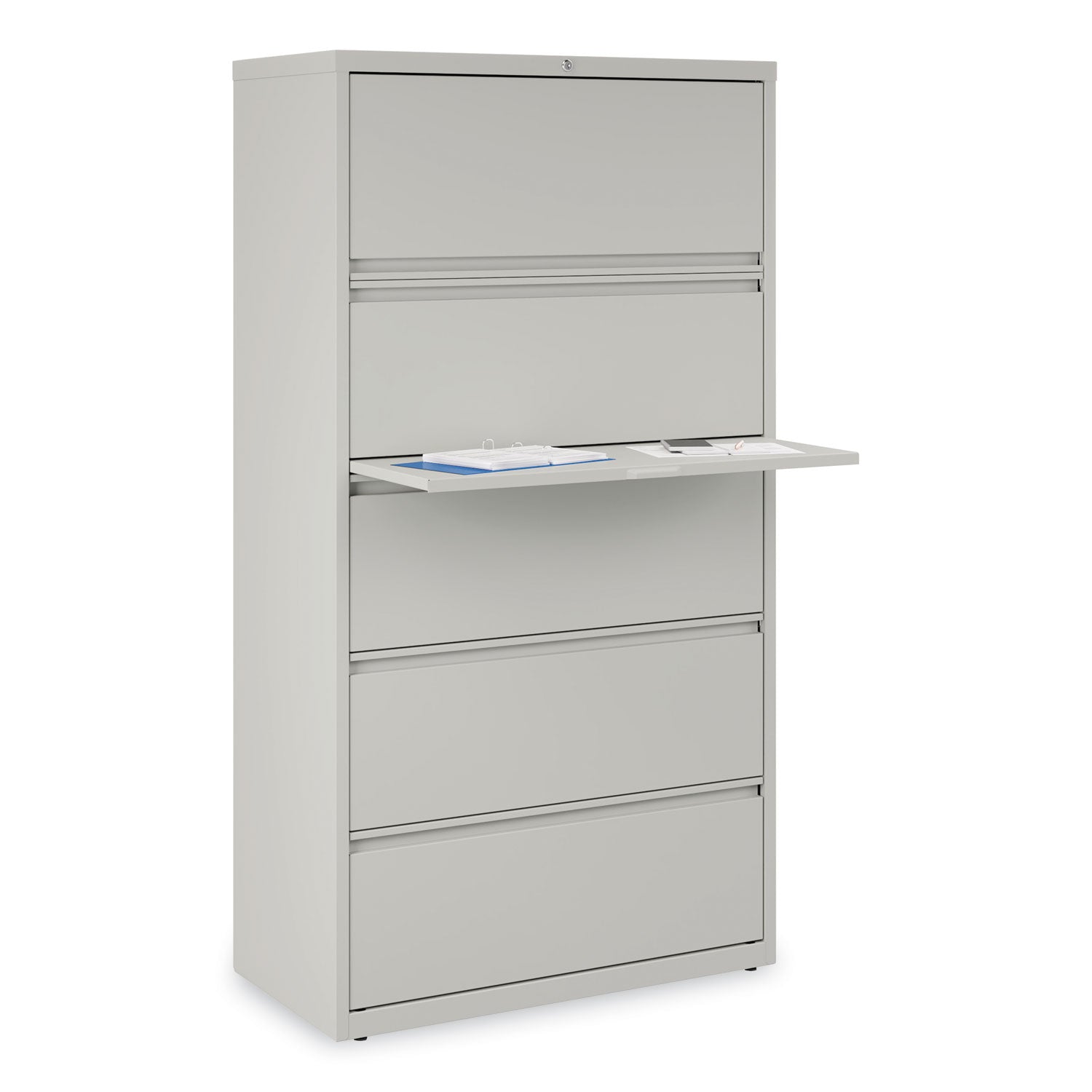 Alera® Lateral File, 5 Legal/Letter/A4/A5-Size File Drawers, Light Gray, 36" x 18.63" x 67.63"