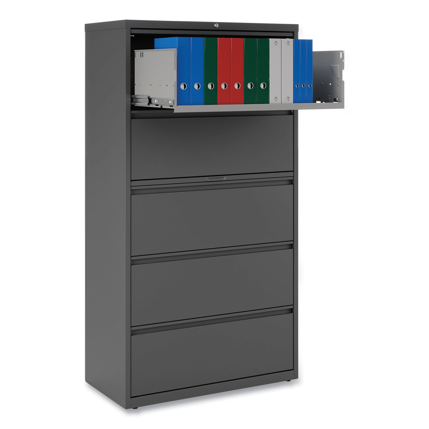 Alera® Lateral File, 5 Legal/Letter/A4/A5-Size File Drawers, Black, 36" x 18.63" x 67.63"