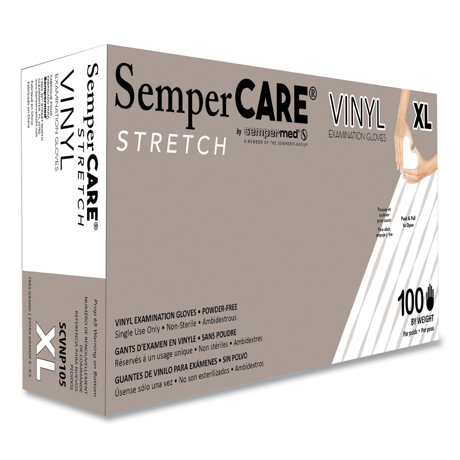 Stretch Vinyl Examination Gloves, Cream, X-Large, 100/Box