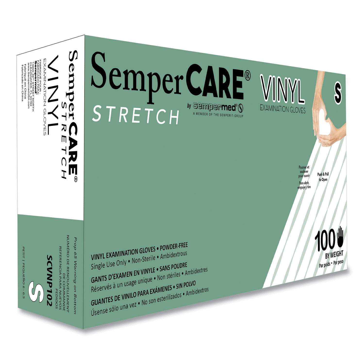 Stretch Vinyl Examination Gloves, Cream, Small, 100/Box