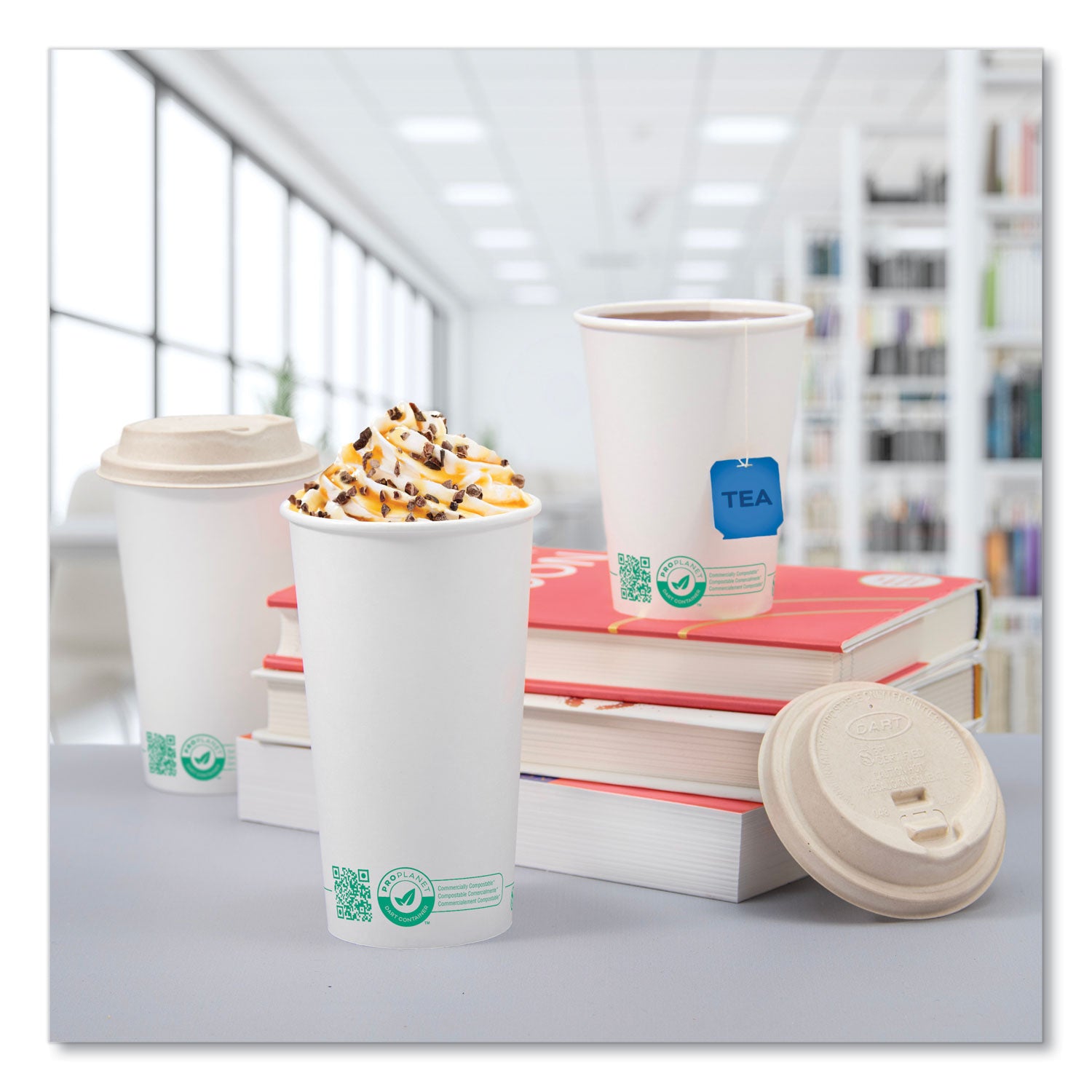 SOLO® Compostable Paper Hot Cups, ProPlanet Seal, 12 oz, White/Green, 1,000/Carton