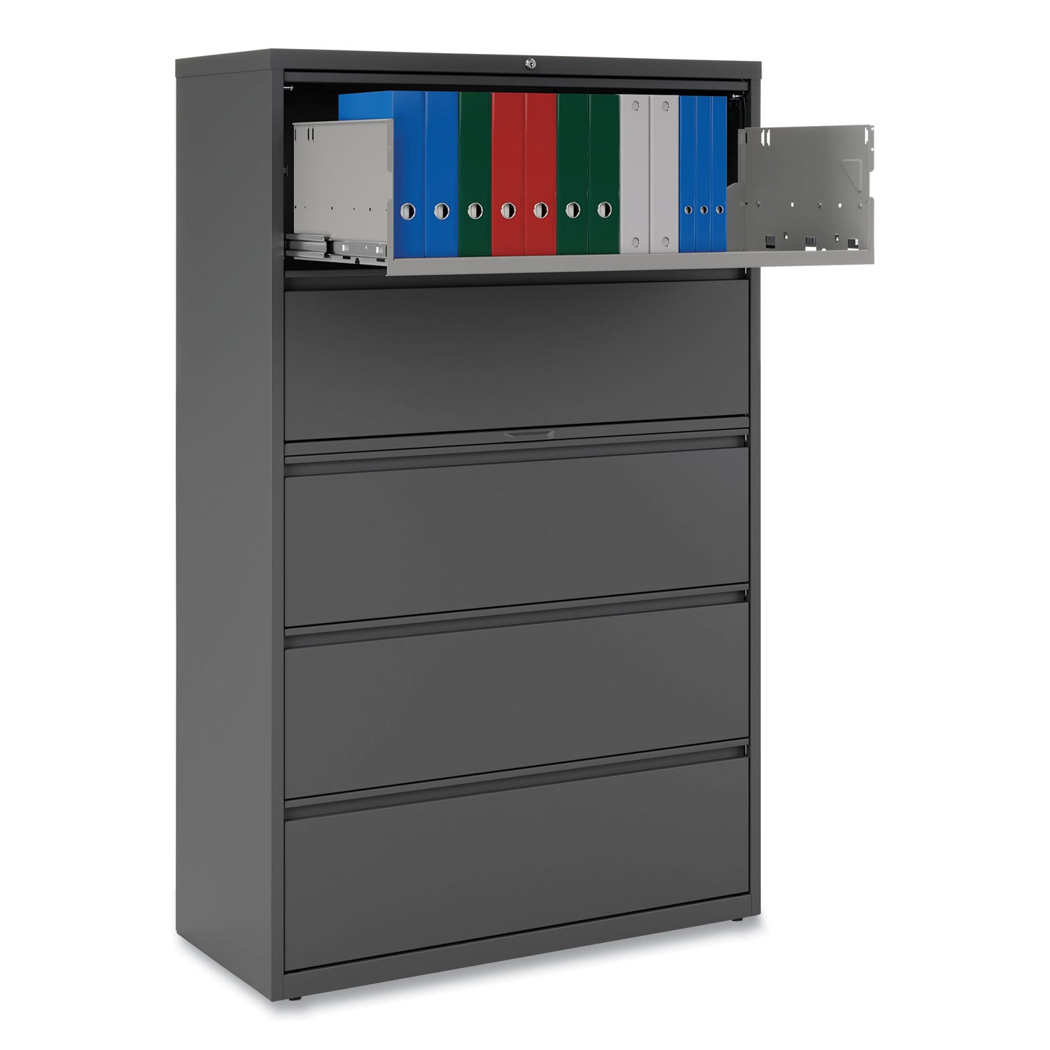 Alera® Lateral File, 5 Legal/Letter/A4/A5-Size File Drawers, Charcoal, 42" x 18.63" x 67.63"