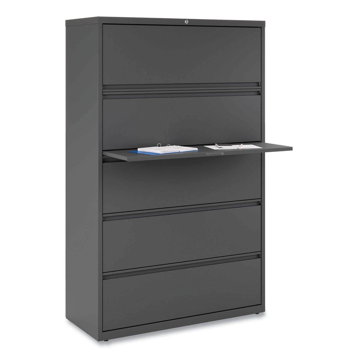 Alera® Lateral File, 5 Legal/Letter/A4/A5-Size File Drawers, Charcoal, 42" x 18.63" x 67.63"