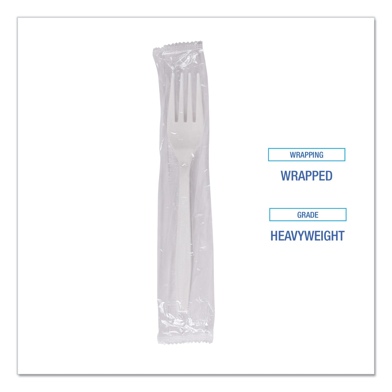 Boardwalk® Heavyweight Wrapped Polypropylene Cutlery, Fork, White, 1,000/Carton