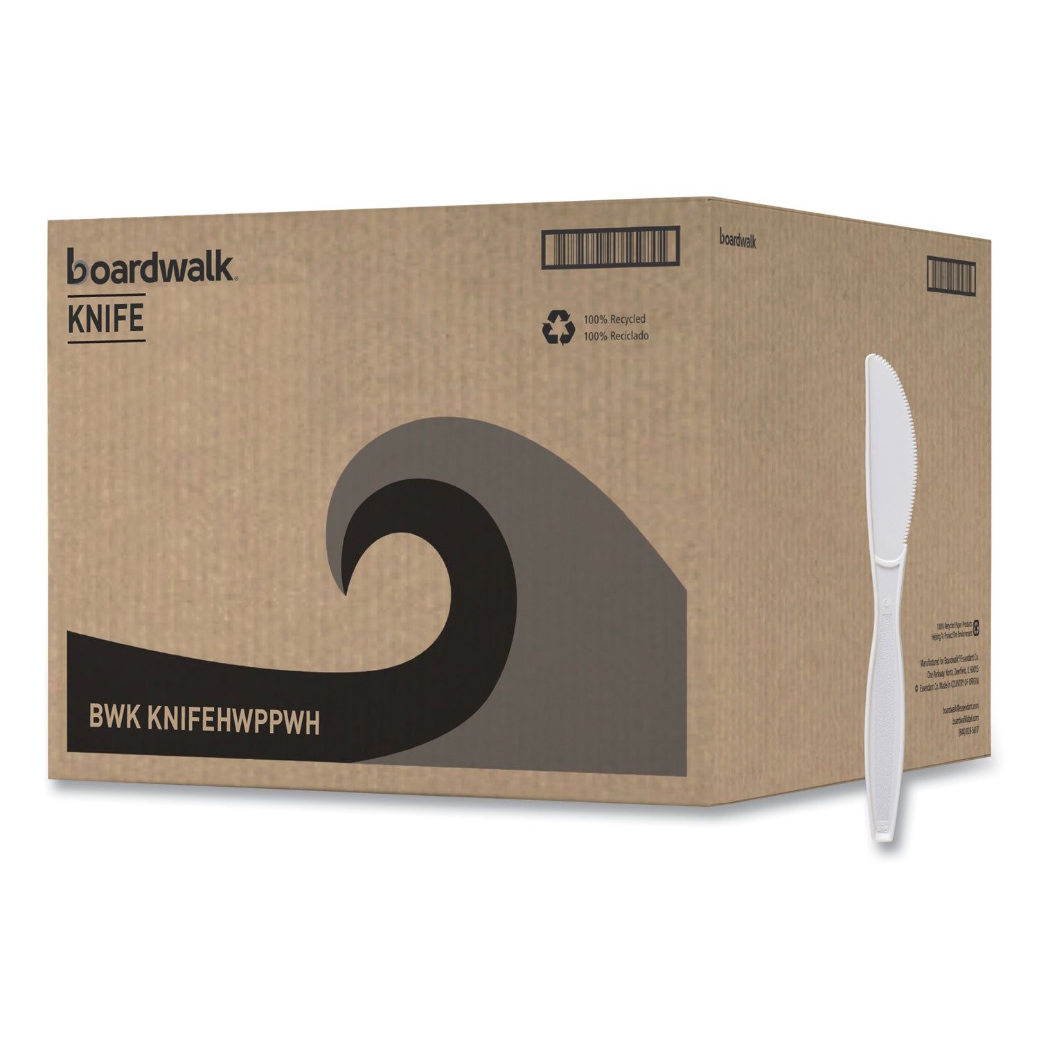 Boardwalk® Heavyweight Polypropylene Cutlery, Knife, White, 1000/Carton