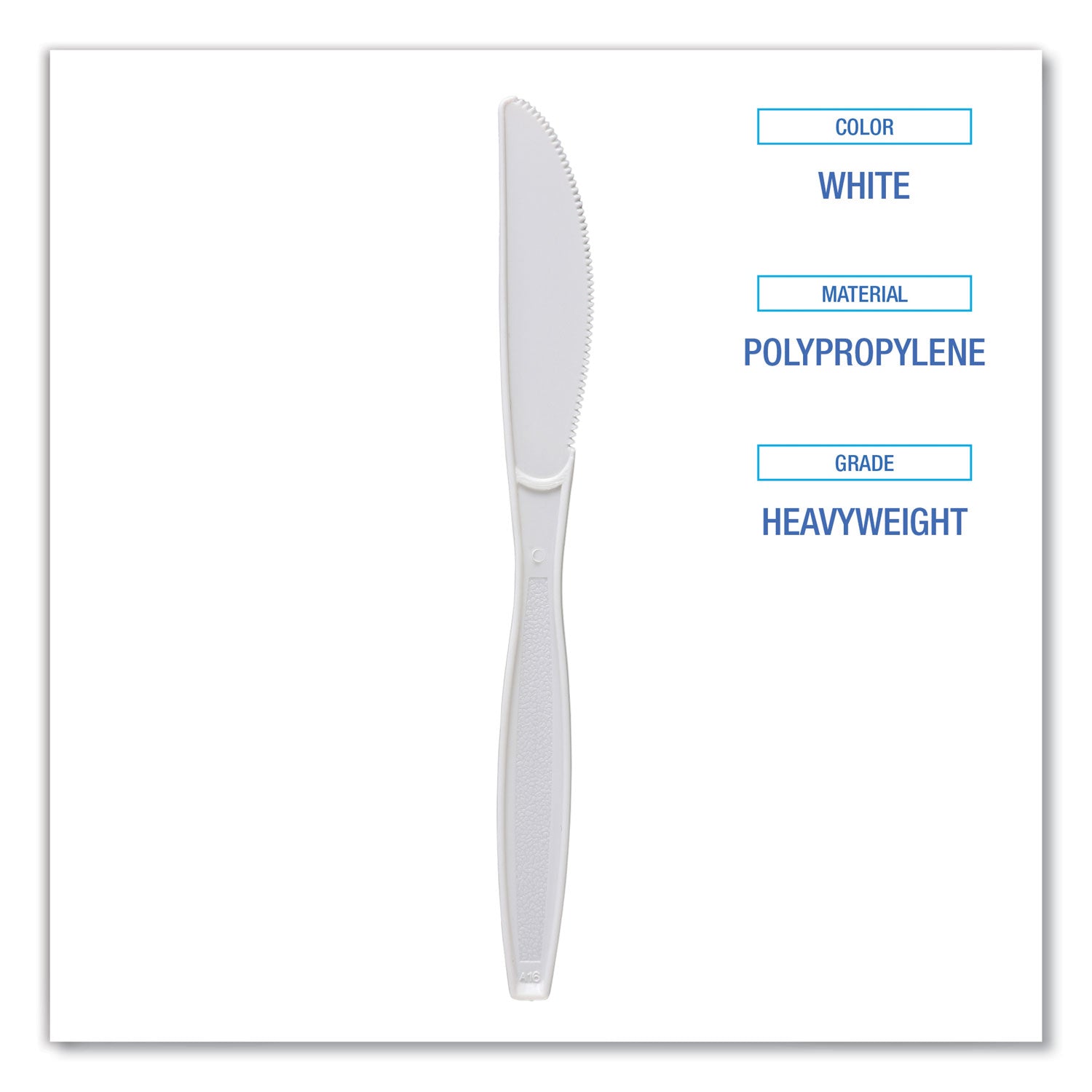 Boardwalk® Heavyweight Polypropylene Cutlery, Knife, White, 1000/Carton