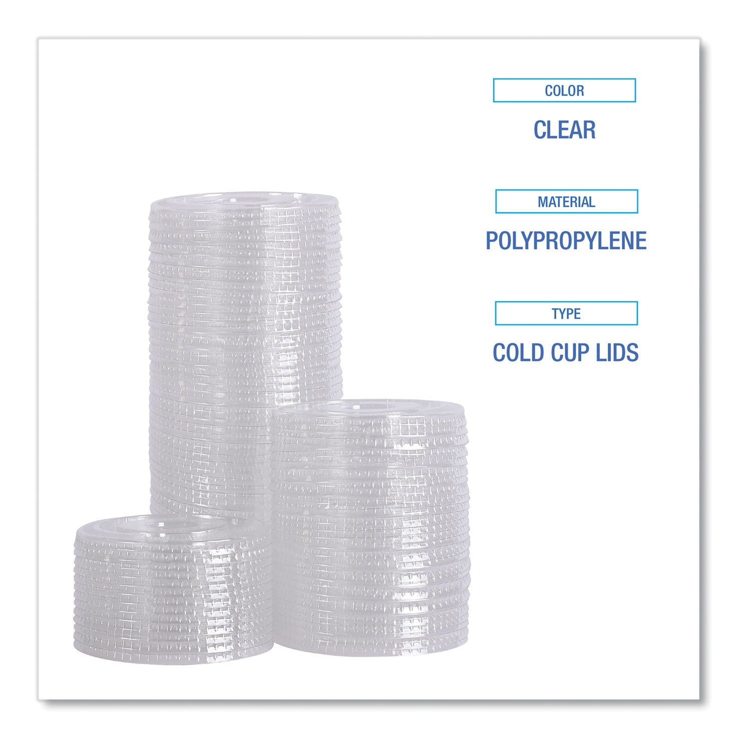 Boardwalk® PET Cold Cup Lids, Fits 12 oz Squat and 14 to 24 oz Plastic Cups, Clear, 100/Sleeve, 10 Sleeves/Carton