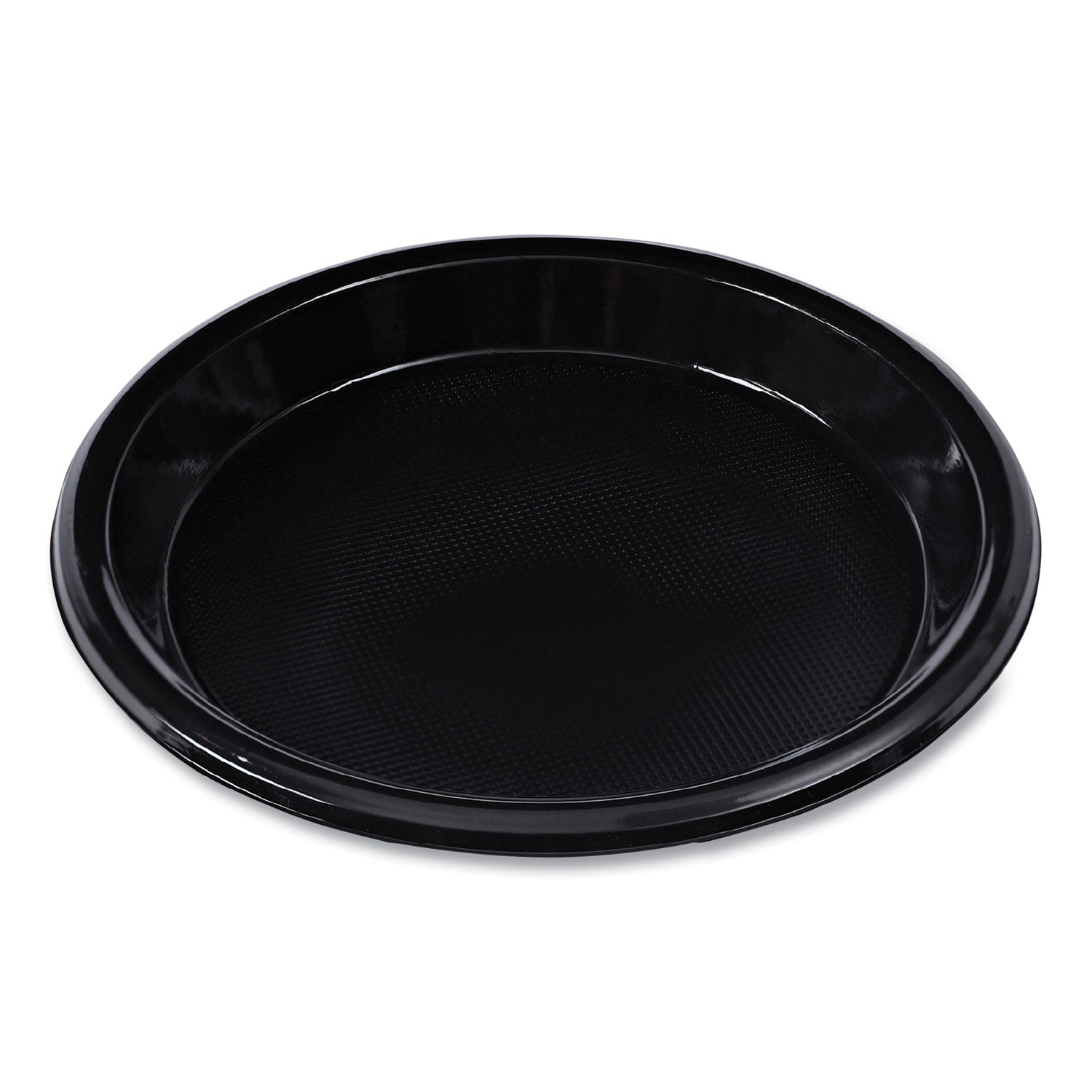 Hi-Impact Plastic Dinnerware, Plate, 10" dia, Black, 125/Sleeve, 4 Sleeves/Carton