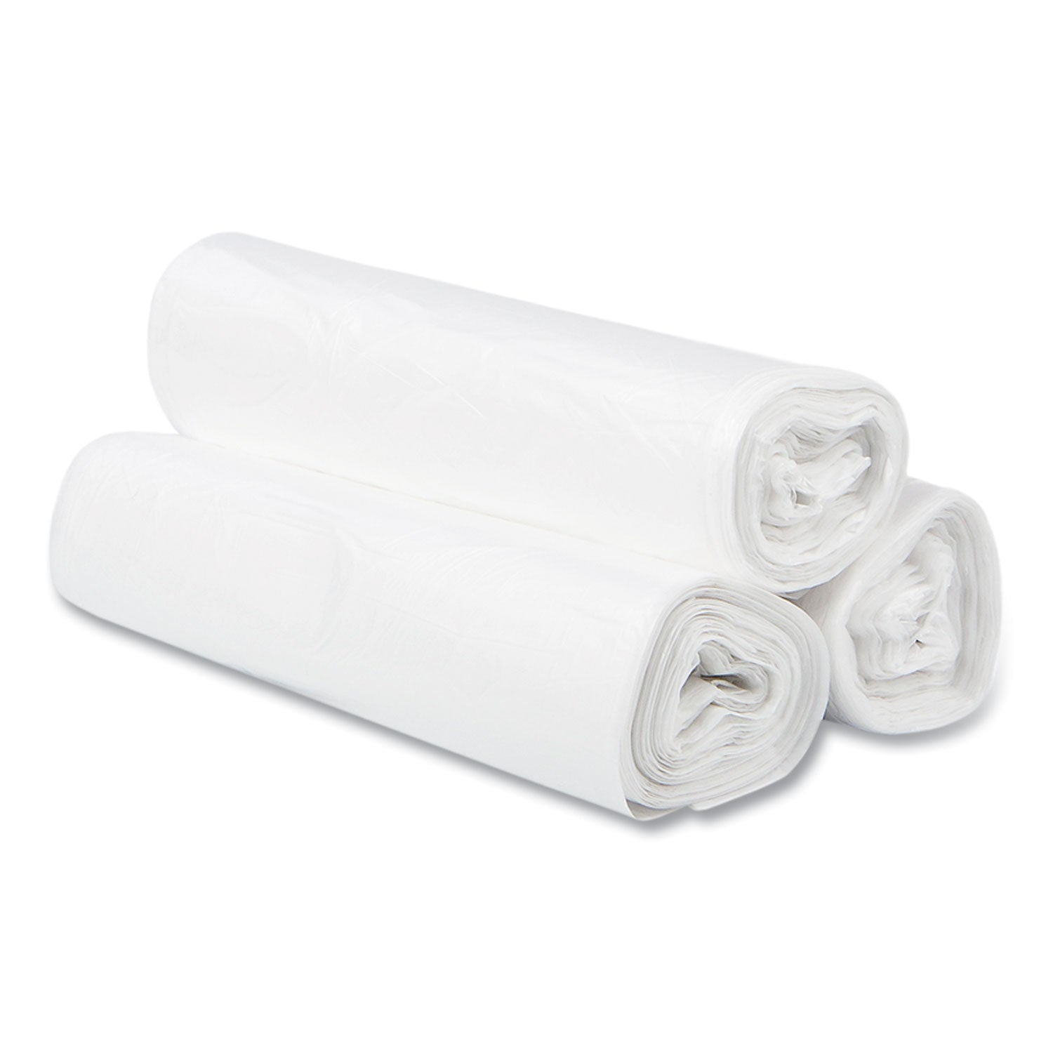 Inteplast Group High-Density Commercial Can Liners, 30 gal, 10 mic, 30" x 37", Clear, Interleaved Roll, 25 Bags/Roll, 20 Rolls/Carton