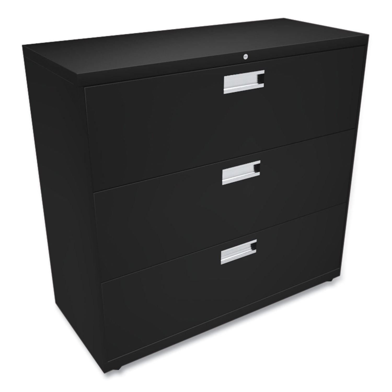 HON® Brigade 600 Series Lateral File, 3 Legal/Letter-Size File Drawers, Black, 42" x 18" x 39.13"