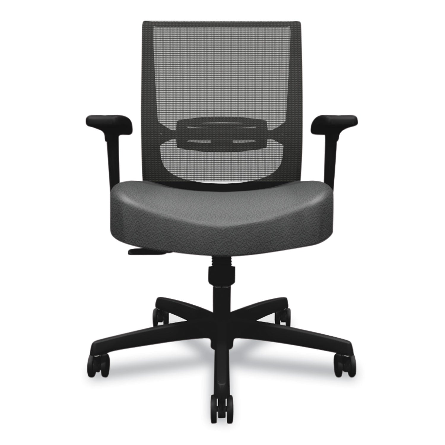 HON® Convergence Mid-Back Task Chair, Swivel-Tilt, Supports Up to 275 lb, 16.5" to 21" Seat Height, Iron Ore Seat, Black Back/Base