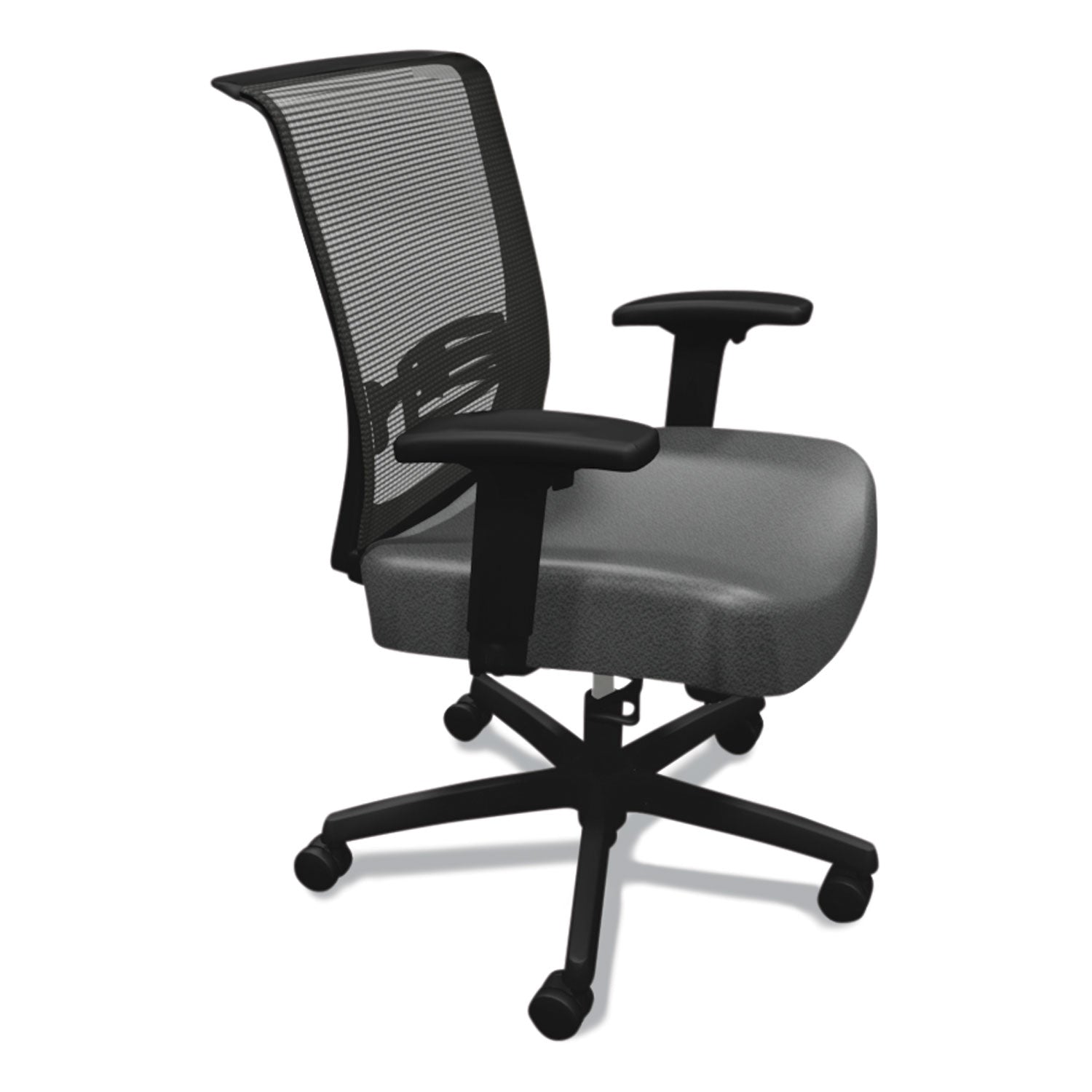 HON® Convergence Mid-Back Task Chair, Swivel-Tilt, Supports Up to 275 lb, 16.5" to 21" Seat Height, Iron Ore Seat, Black Back/Base