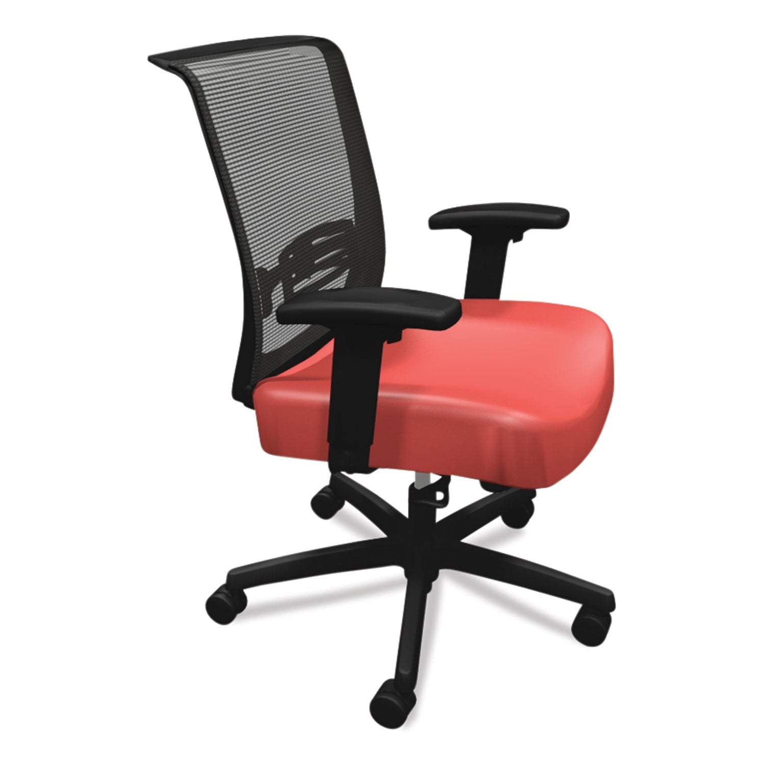 Convergence Mid-Back Task Chair, Swivel-Tilt, Supports Up to 275 lb, 16.5" to 21" Seat Height, Red Seat, Black Back/Base