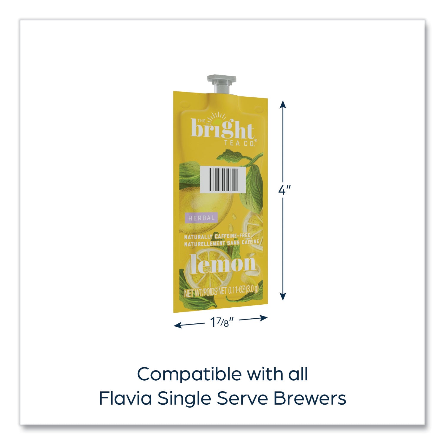 The Bright Tea Co. Lemon Herbal Tea Freshpack, Lemon, 0.11 oz Pouch, 100/Carton FLAVIA® Flipcost