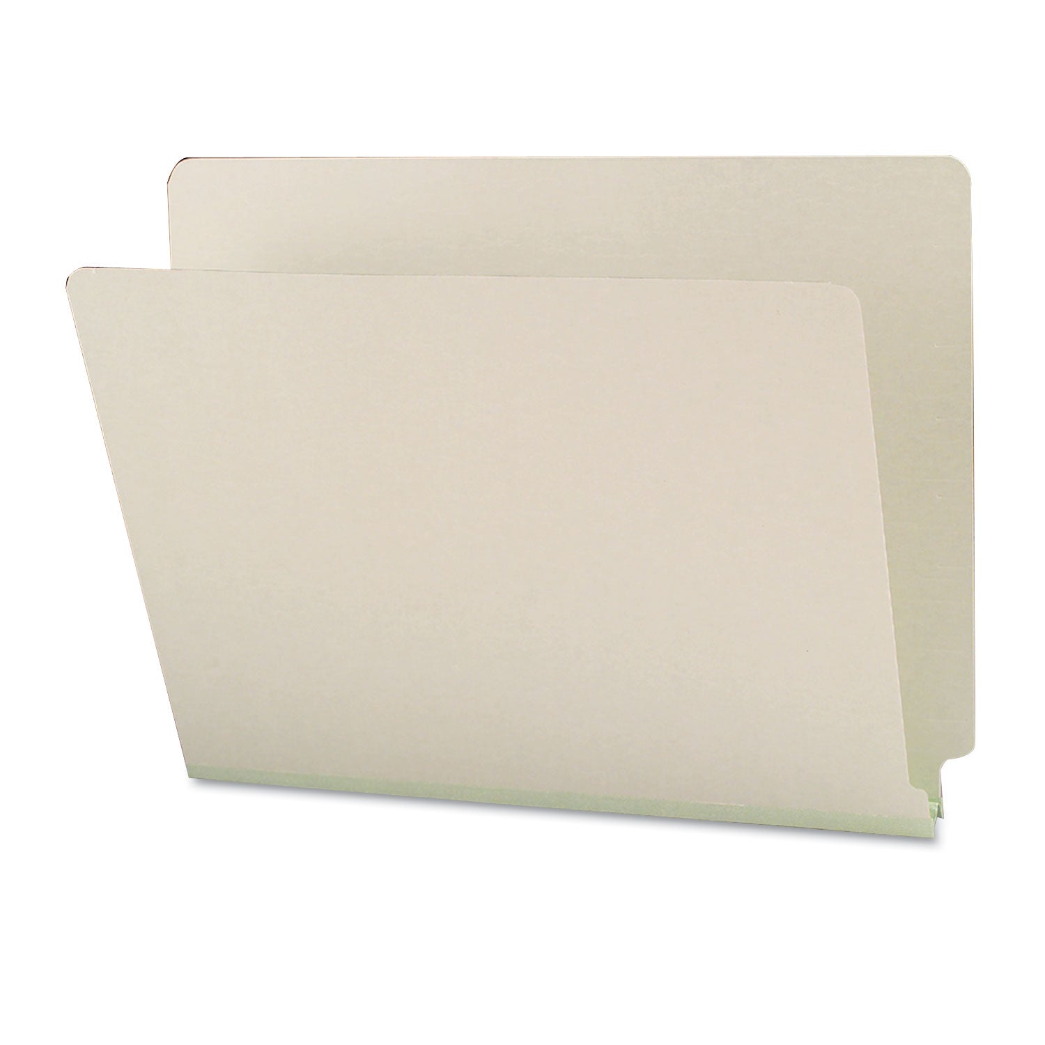 Smead™ Extra-Heavy Recycled Pressboard End Tab Folders, Straight Tabs, Letter Size, 1" Expansion, Gray-Green, 25/Box