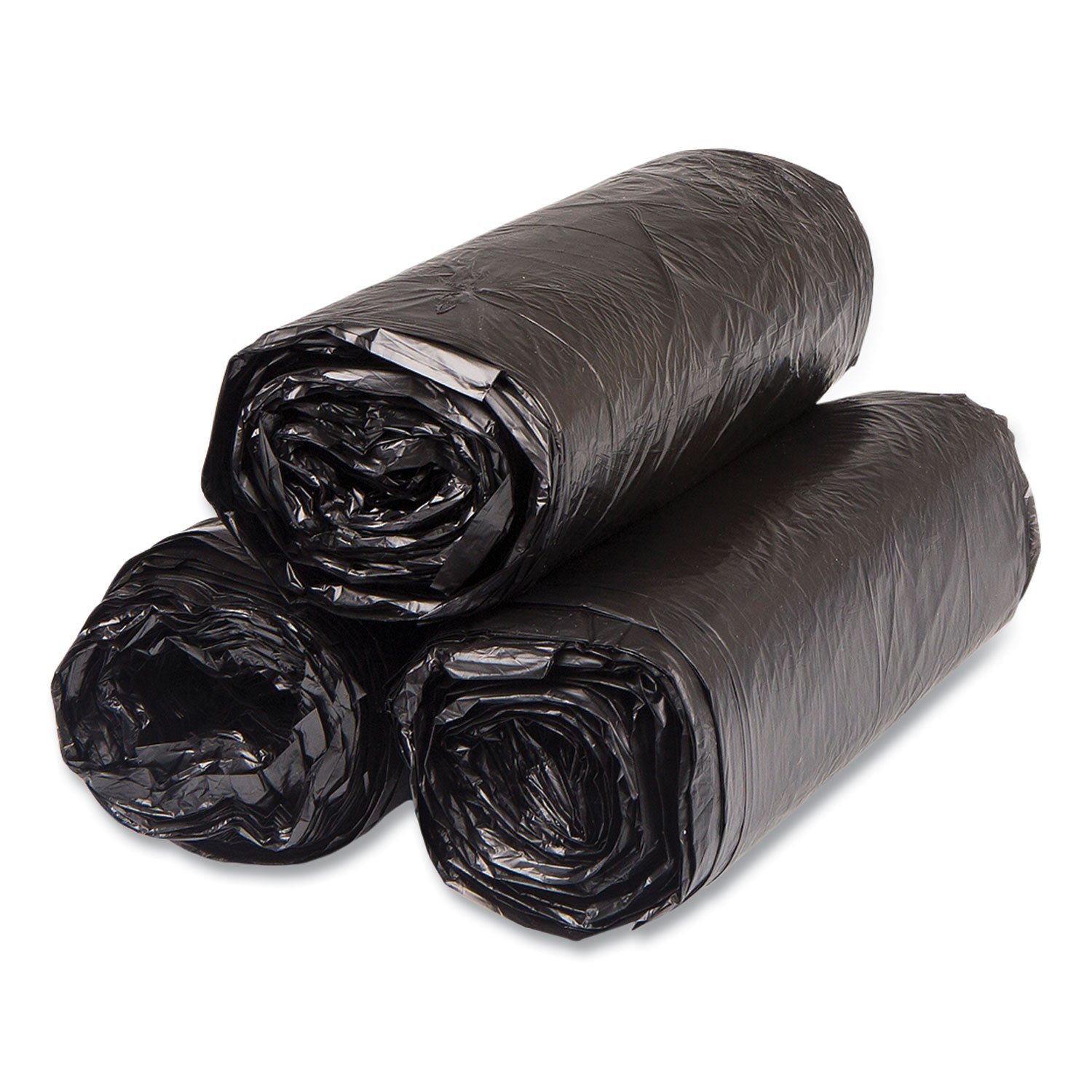 Inteplast Group High-Density Commercial Can Liners, 16 gal, 6 mic, 24" x 33", Black, Interleaved Roll, 50 Bags/Roll, 20 Rolls/Carton