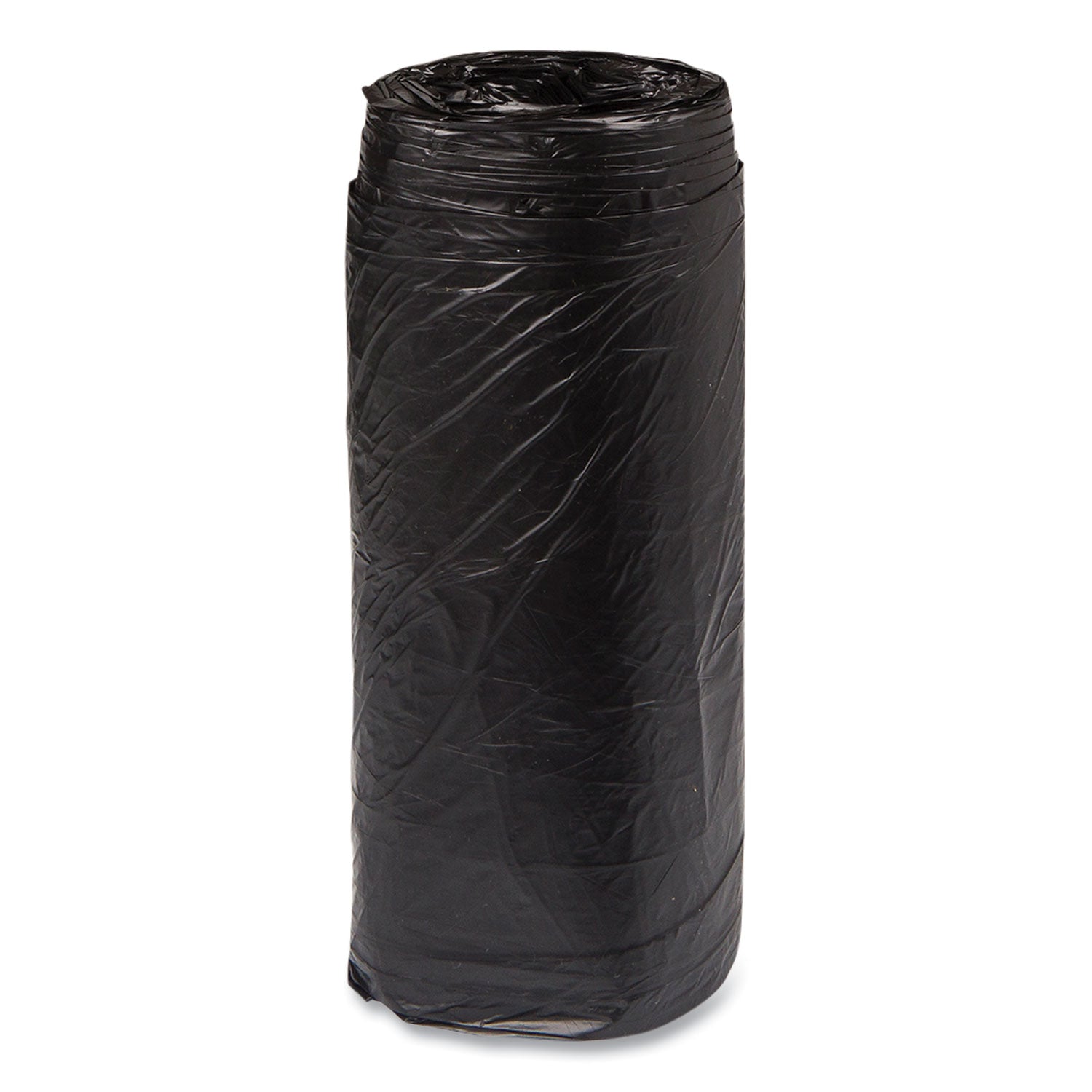 Inteplast Group High-Density Commercial Can Liners, 16 gal, 8 mic, 24" x 33", Black, Interleaved Roll, 50 Bags/Roll, 20 Rolls/Carton