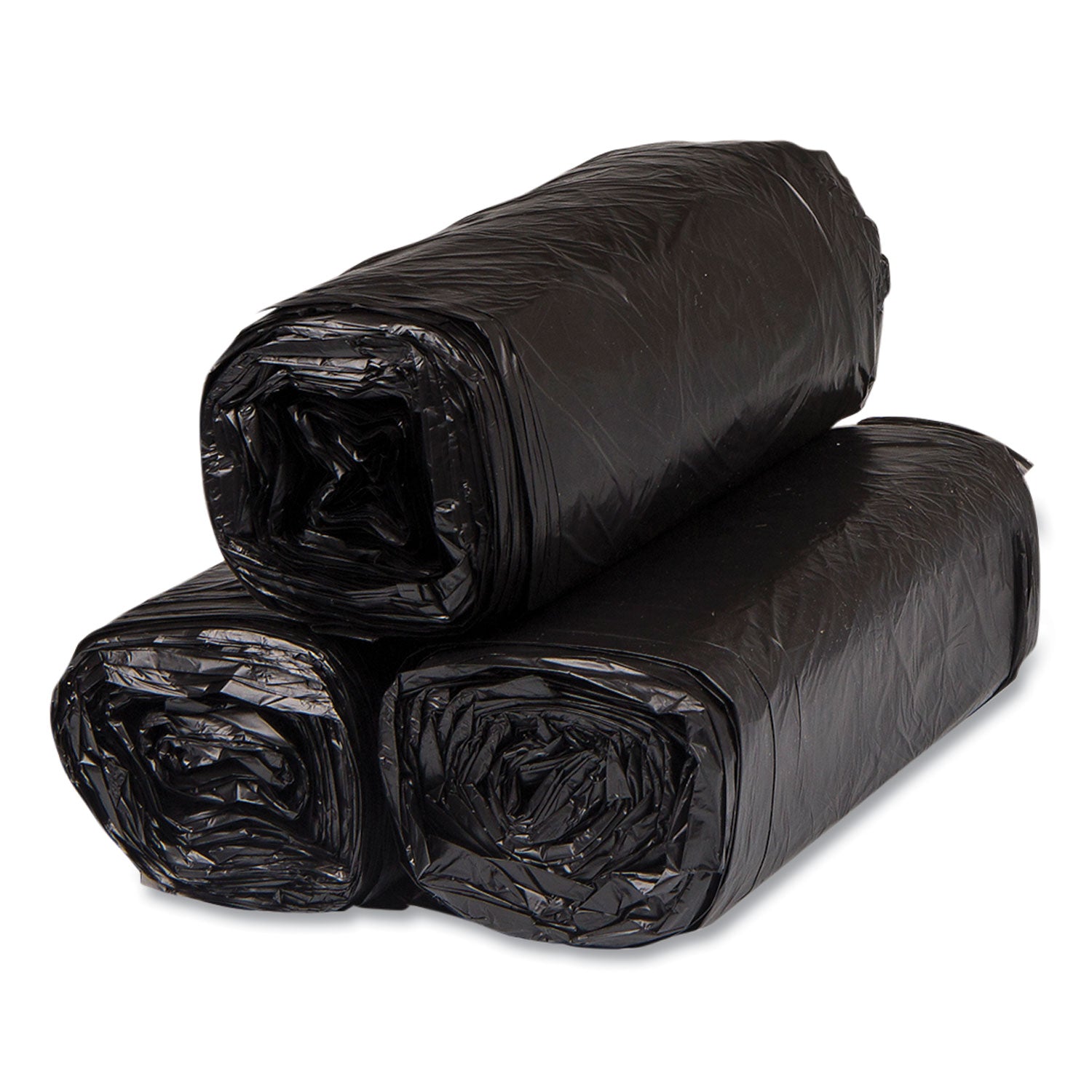 Inteplast Group High-Density Commercial Can Liners, 16 gal, 8 mic, 24" x 33", Black, Interleaved Roll, 50 Bags/Roll, 20 Rolls/Carton