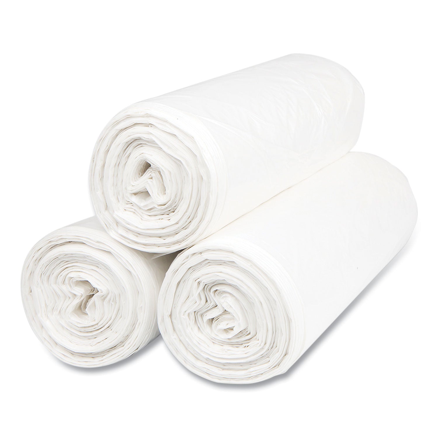 Inteplast Group High-Density Commercial Can Liners, 55 gal, 14 mic, 36" x 60", Clear, Interleaved Roll, 25 Bags/Roll, 8 Rolls/Carton