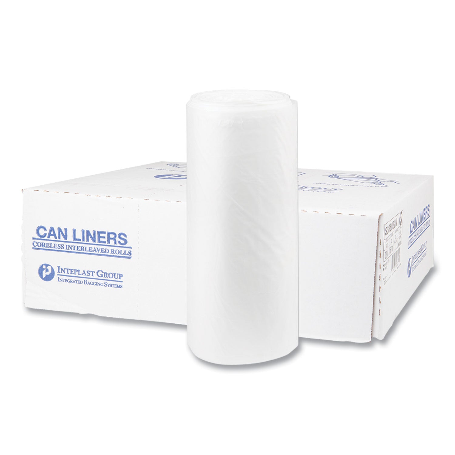 High-Density Commercial Can Liners, 60 gal, 22 mic, 38" x 60", Clear, Interleaved Roll, 25 Bags/Roll, 6 Rolls/Carton