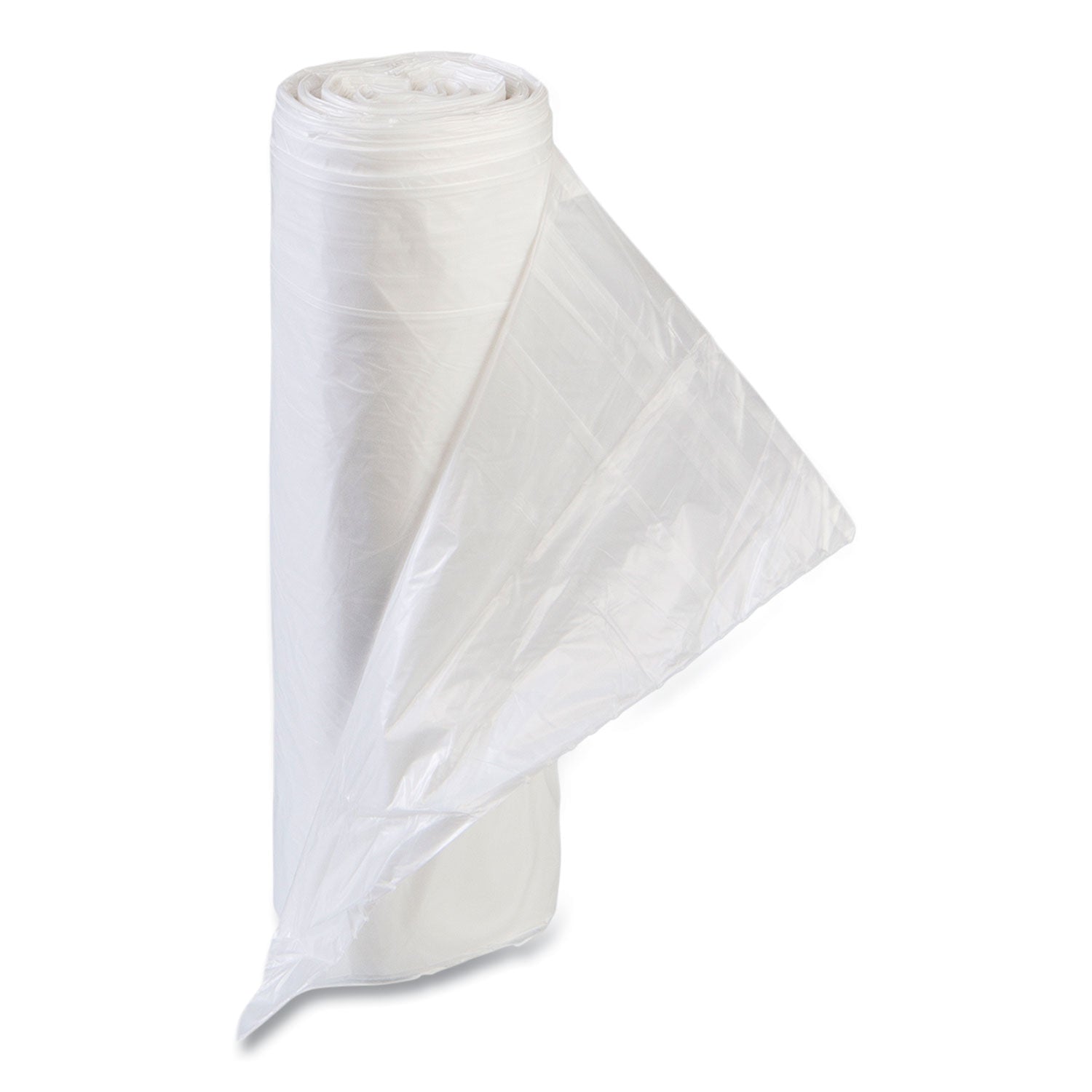 Inteplast Group Low-Density Commercial Can Liners, 60 gal, 1.15 mil, 38" x 58", Clear, Interleaved Roll, 20 Bags/Roll, 5 Rolls/Carton