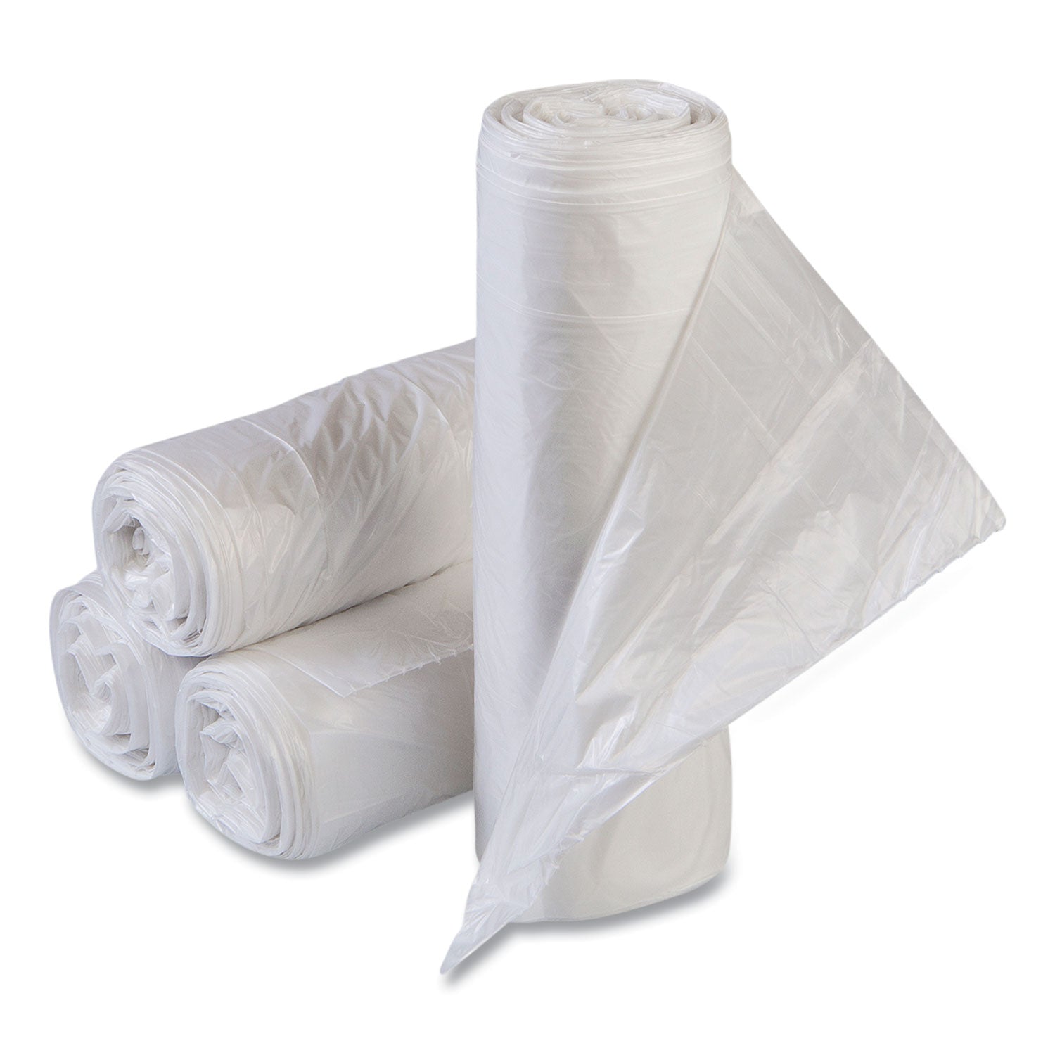 Inteplast Group High-Density Commercial Can Liner Value Pack, 55 gal, 11 mic, 36" x 58", Clear, Interleaved Roll, 25 Bags/Roll, 8 Rolls/CT