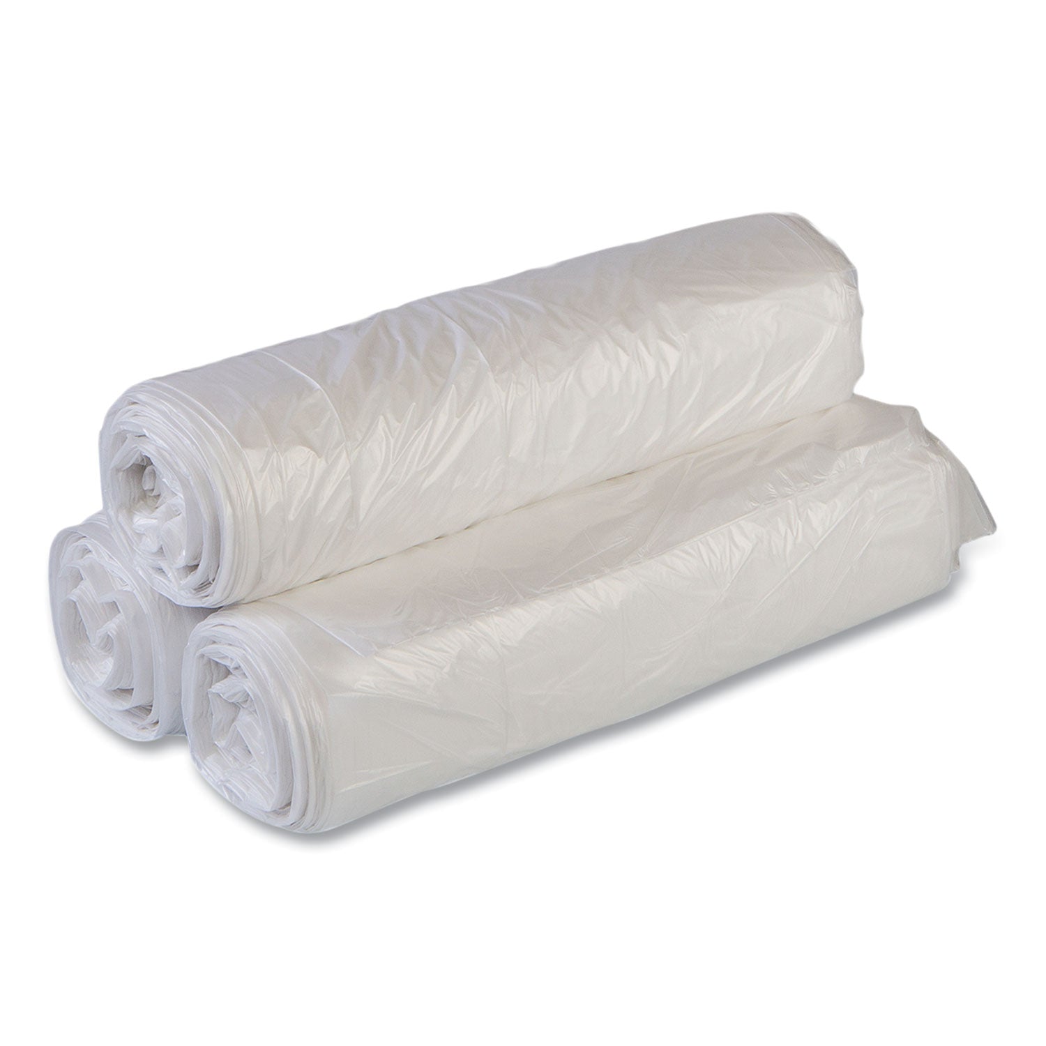 Inteplast Group High-Density Commercial Can Liner Value Pack, 55 gal, 11 mic, 36" x 58", Clear, Interleaved Roll, 25 Bags/Roll, 8 Rolls/CT