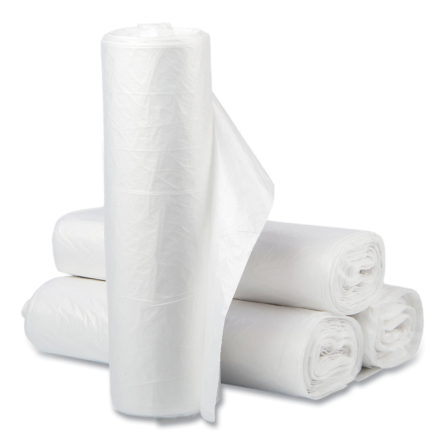 Inteplast Group High-Density Commercial Can Liner Value Pack, 60 gal, 12 mic, 38" x 58", Clear, Interleaved Roll, 25 Bags/Roll, 8 Rolls/CT