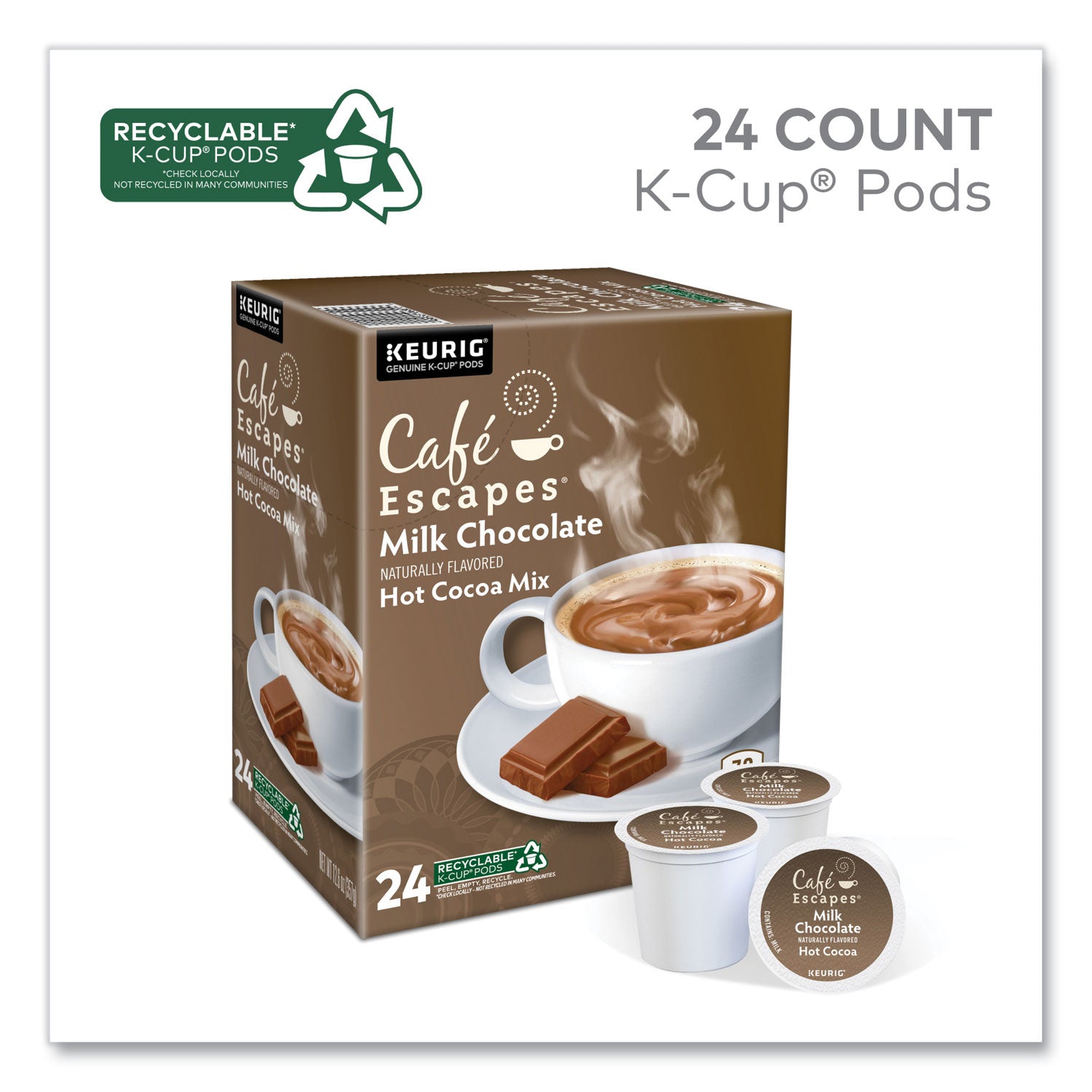 Café Escapes® Cafe Escapes Milk Chocolate Hot Cocoa K-Cups, 24/Box