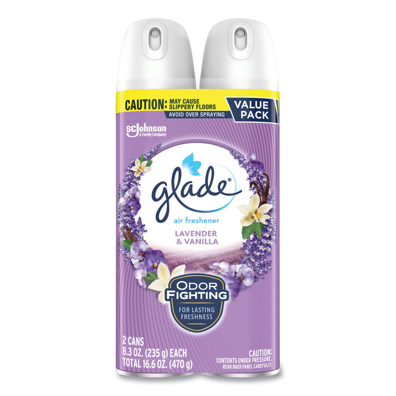 Air Freshener, Lavender & Vanilla, Scent, 8.3 oz Aerosol Spray, 2/Pack, 3 Packs/Carton